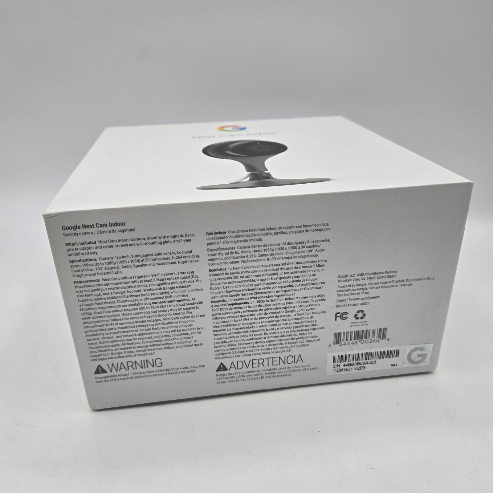 New Open Box Google Nest A0005 NC1102ES Cam Indoor Security Camera 1st Gen – NIB