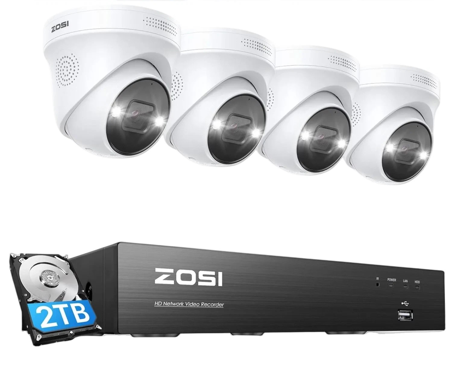 ZOSI 8CH 4K NVR 8MP POE Security IP Camera System Color NightVision IP66 2TB HDD