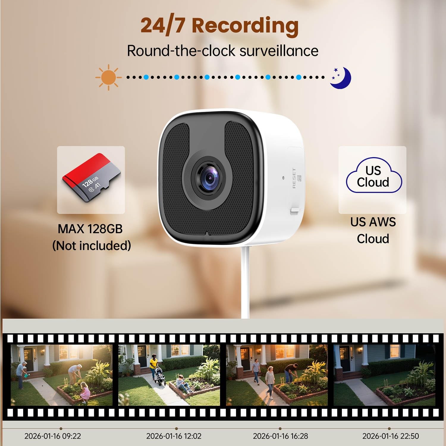 AishangTaoGou 2 Pack 3MP 2K Window Camera，2.4Ghz & 5Ghz WiFi Wireless White