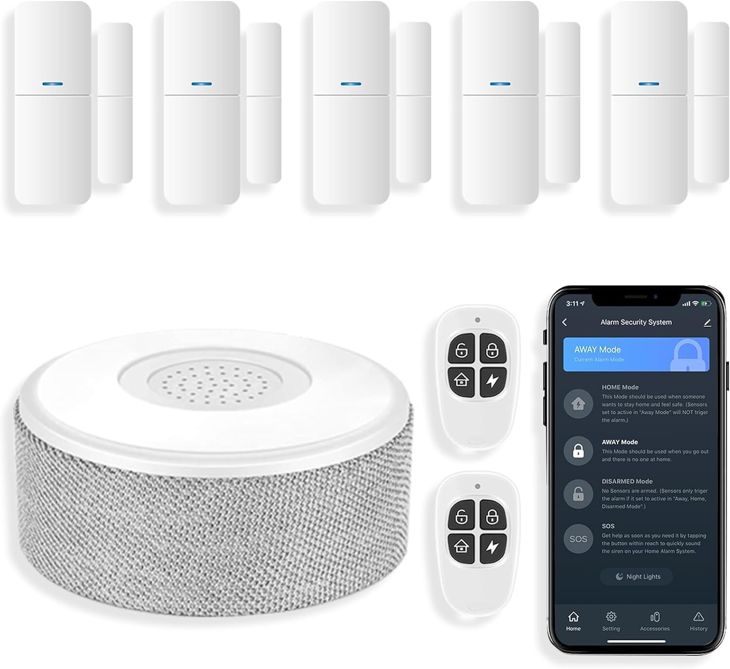 WiFi Door Alarm System, Wireless DIY Smart Home Security System, with Phone A…