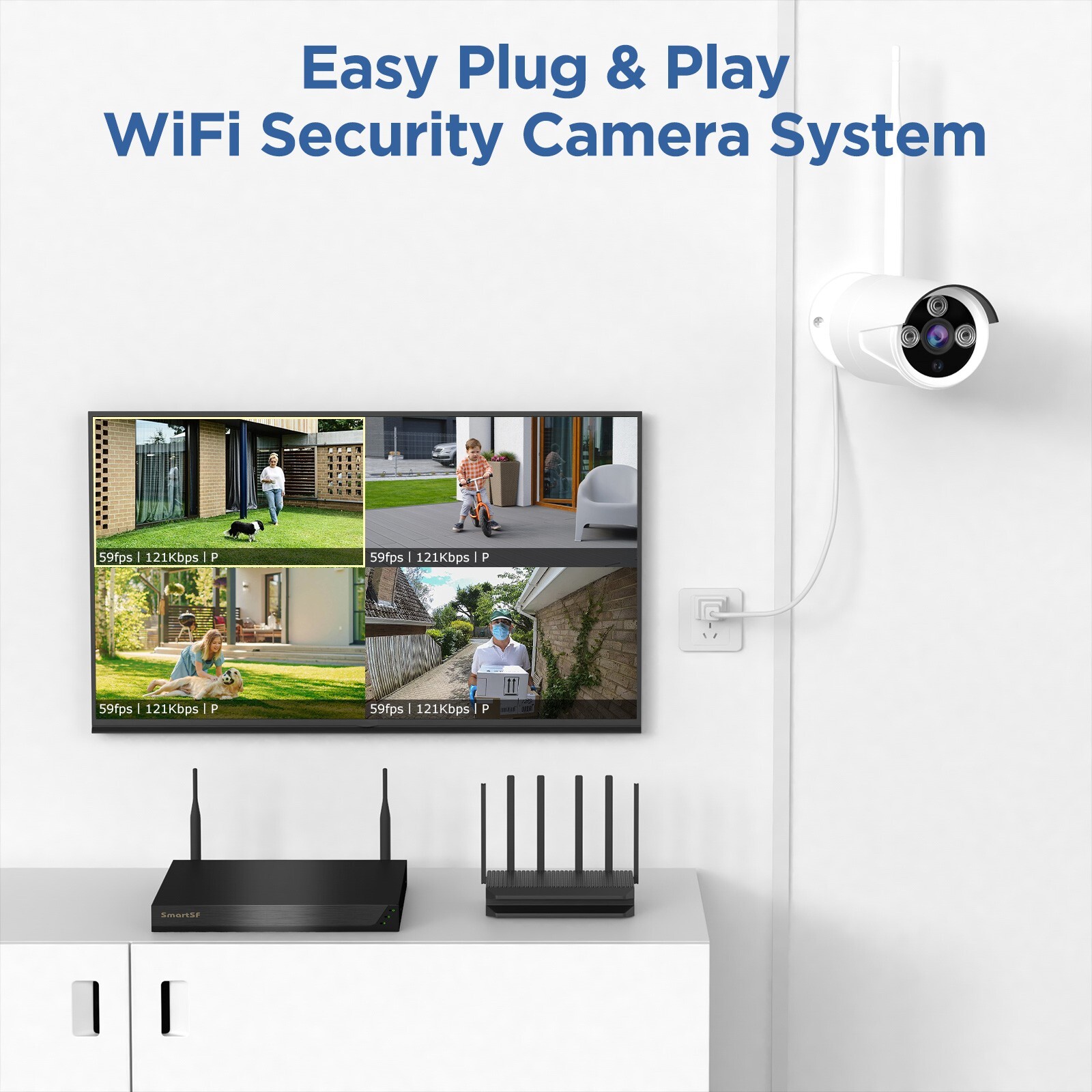 8PCS 3MP HD Cameras ,Wireless WiFi Security Camera systen 10CH NVR+3TB harddrive