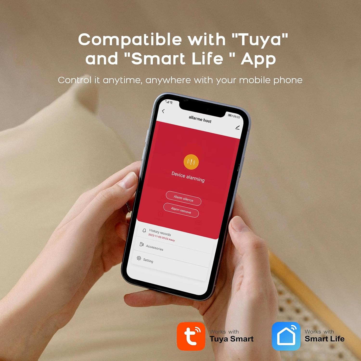 Smart WiFi GSM Alarm System with 99 Zones, No Monthly Fees, Tuya App Control
