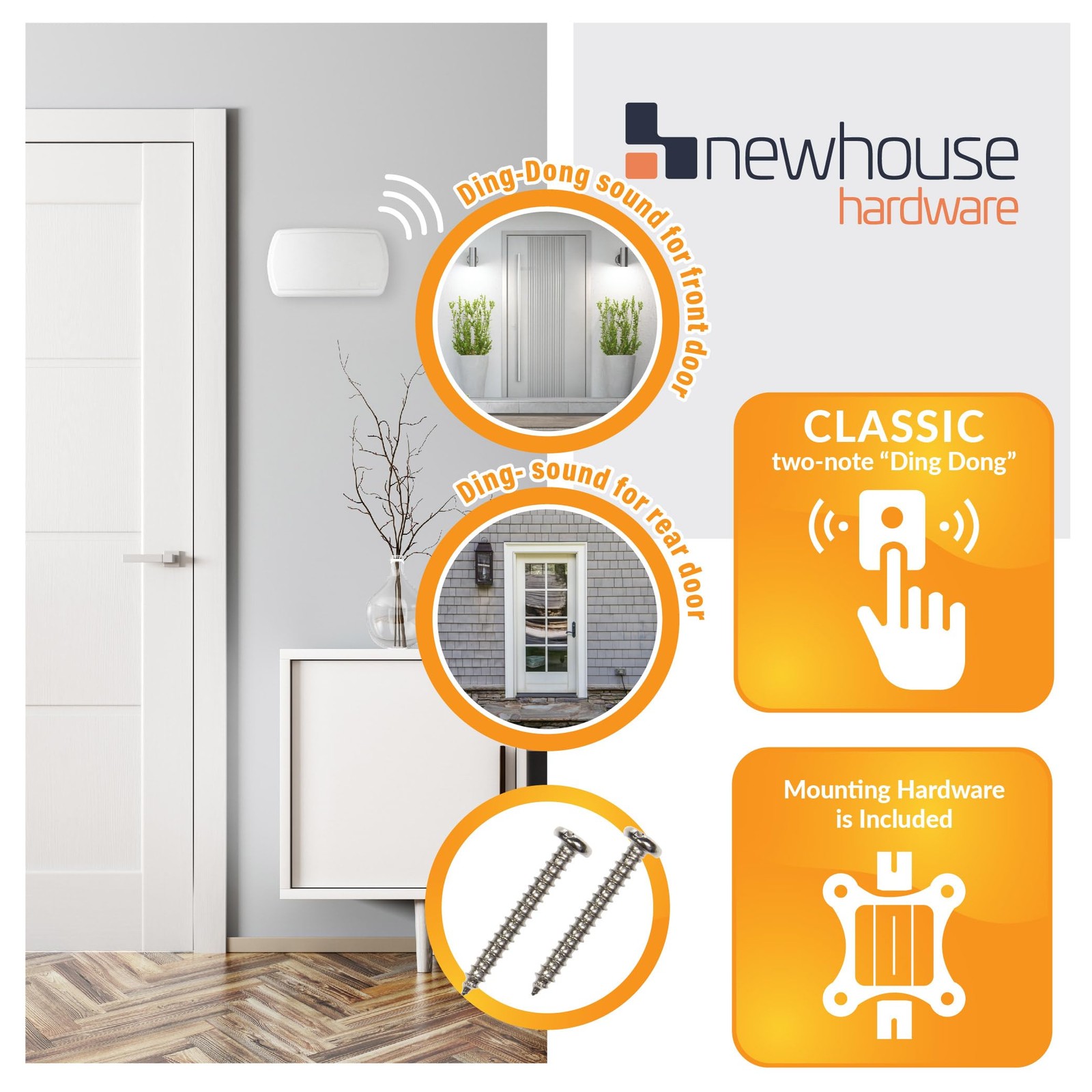Newhouse Hardware CHM24V White 24-Volt Wired Doorbell Chime
