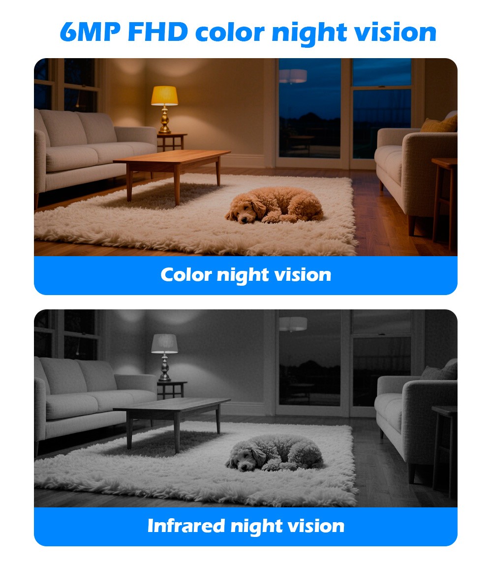 Home & Office 6MP 360° Camera WiFi Bluetooth Indoor Surveillance Night Vision