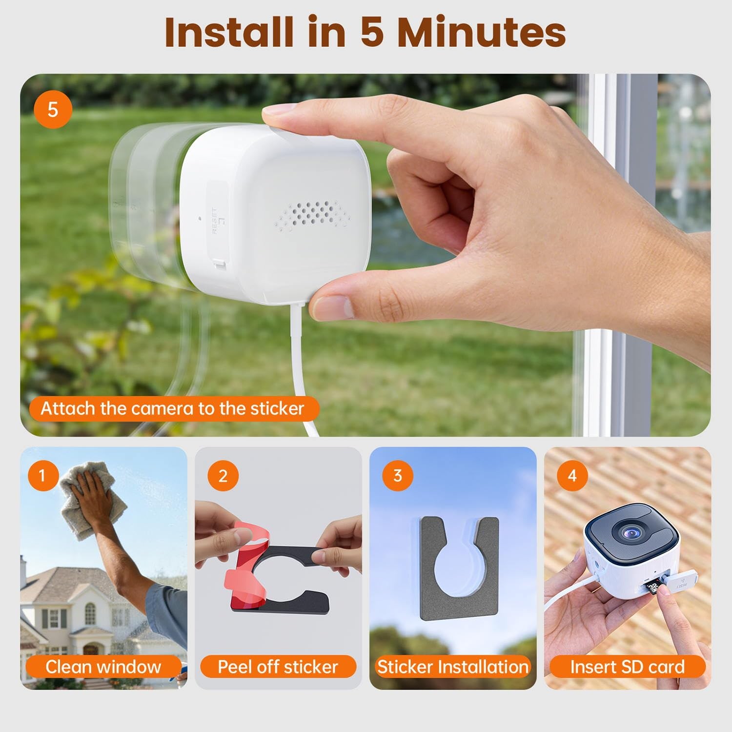 AishangTaoGou 2 Pack 3MP 2K Window Camera，2.4Ghz & 5Ghz WiFi Wireless White