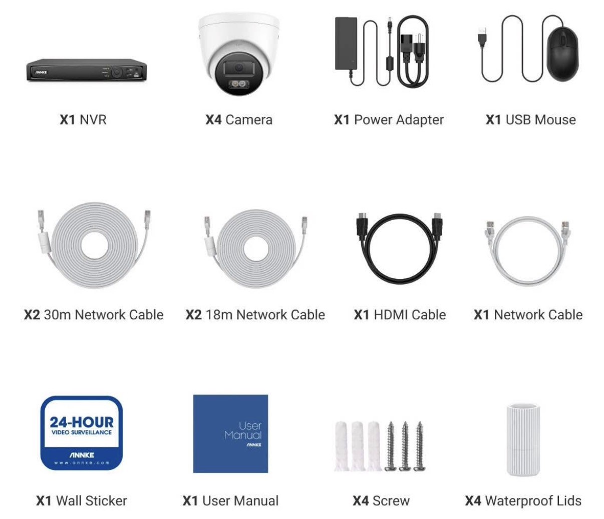 ANNKE 5MP Audio POE Security Camera System 8CH/16CH 12MP NVR Outdoor Color Night