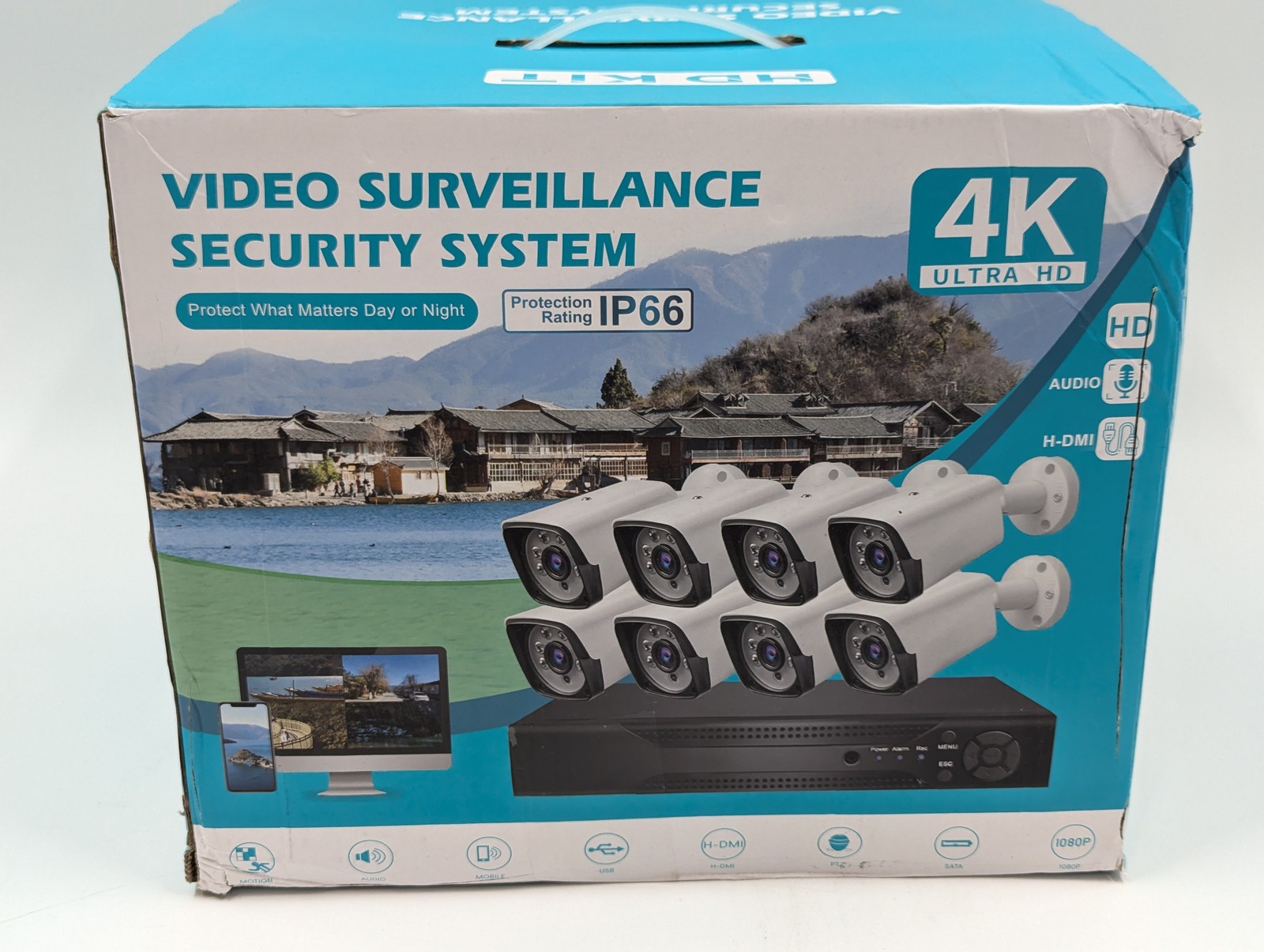 Unbranded 4K Video Surveillance 8-Camera Security System with Video Recording