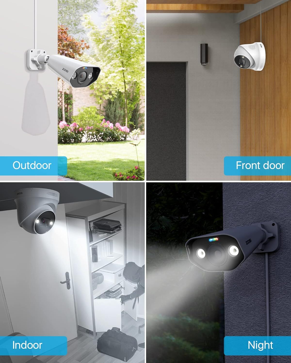 ZOSI 4K 16CH PoE Security Camera System with 4TB HDD Human Car Detect Audio