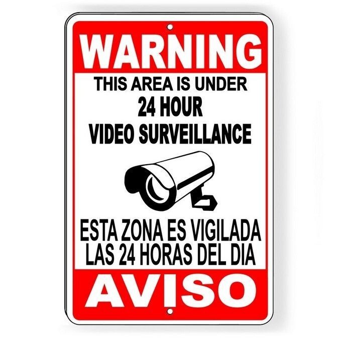 Spanish English Video Surveillance Camera Sign Metal Sign aviso security SH004