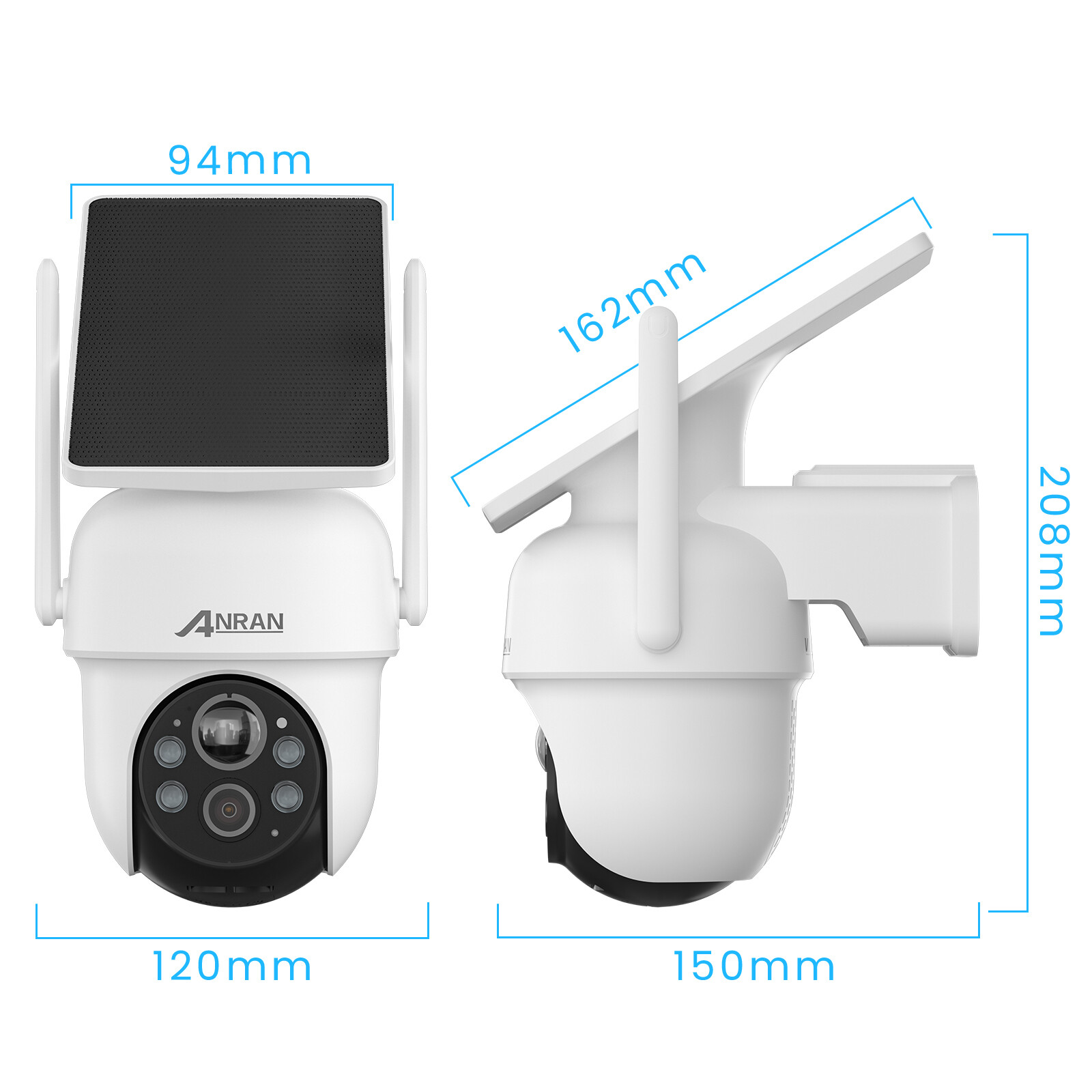 HD 4MP Solar Outdoor Wireless Security Camera System 2 Way Talk Human Detection