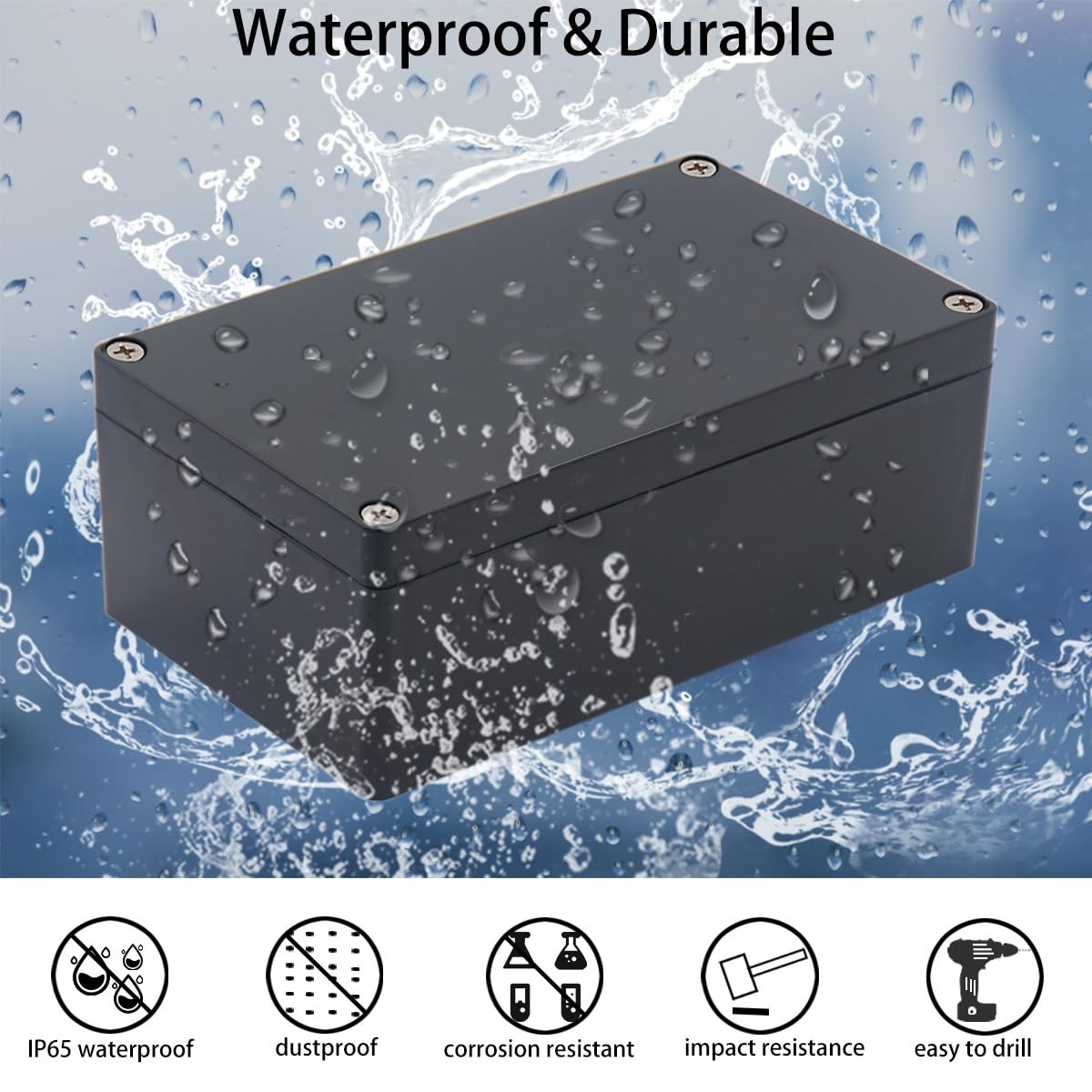 Otdorpatio Junction Box IP65 Waterproof ABS Plastic 10.35“x7.17”x2.36“, Black