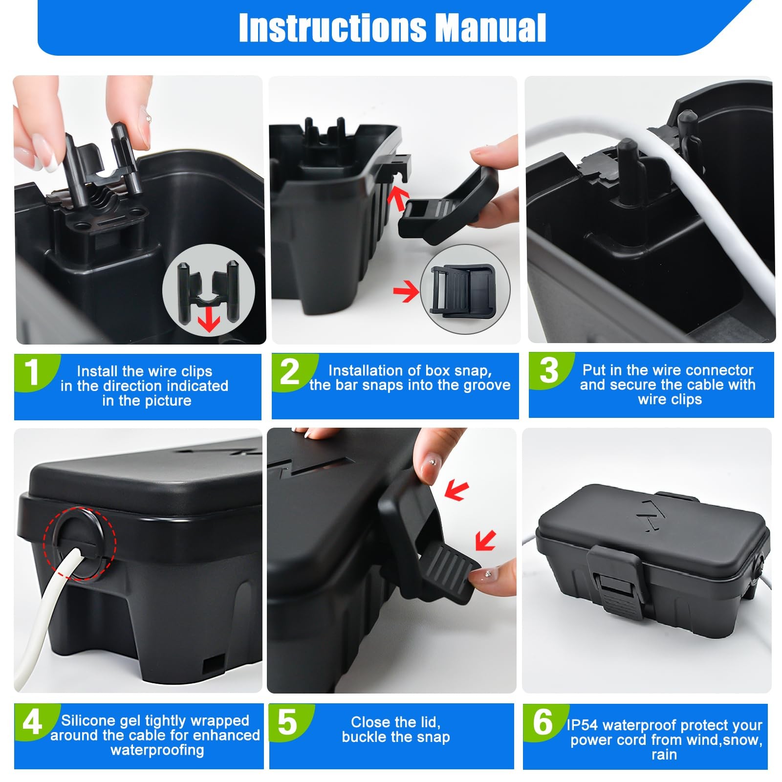 Hrensaw Small Weatherproof Electrical Connection Box(Inner 5.5 x Small, Black