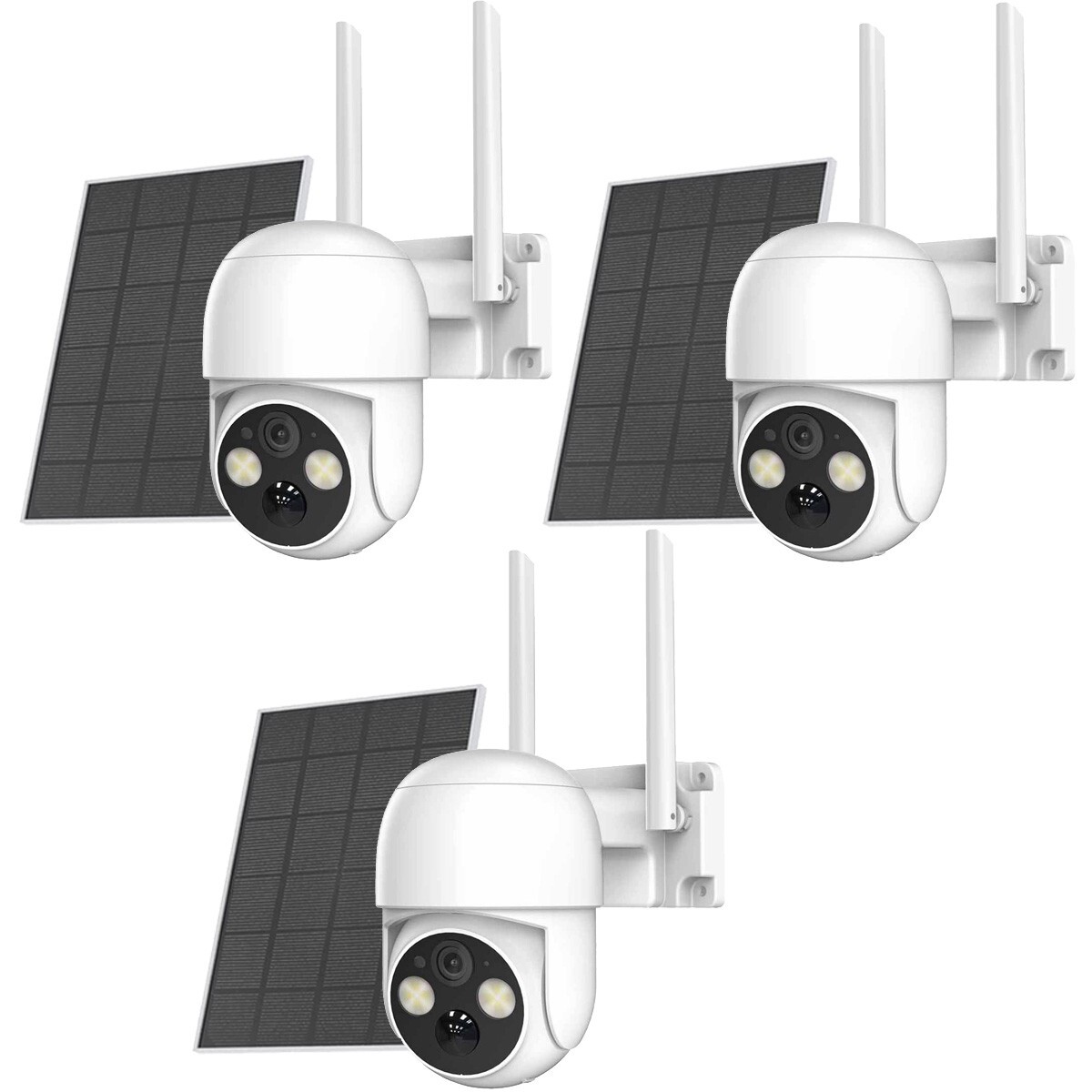 3PK 4MP PTZ Solar Security Camera Outdoor 360° Wireless WiFi Solar Camera System