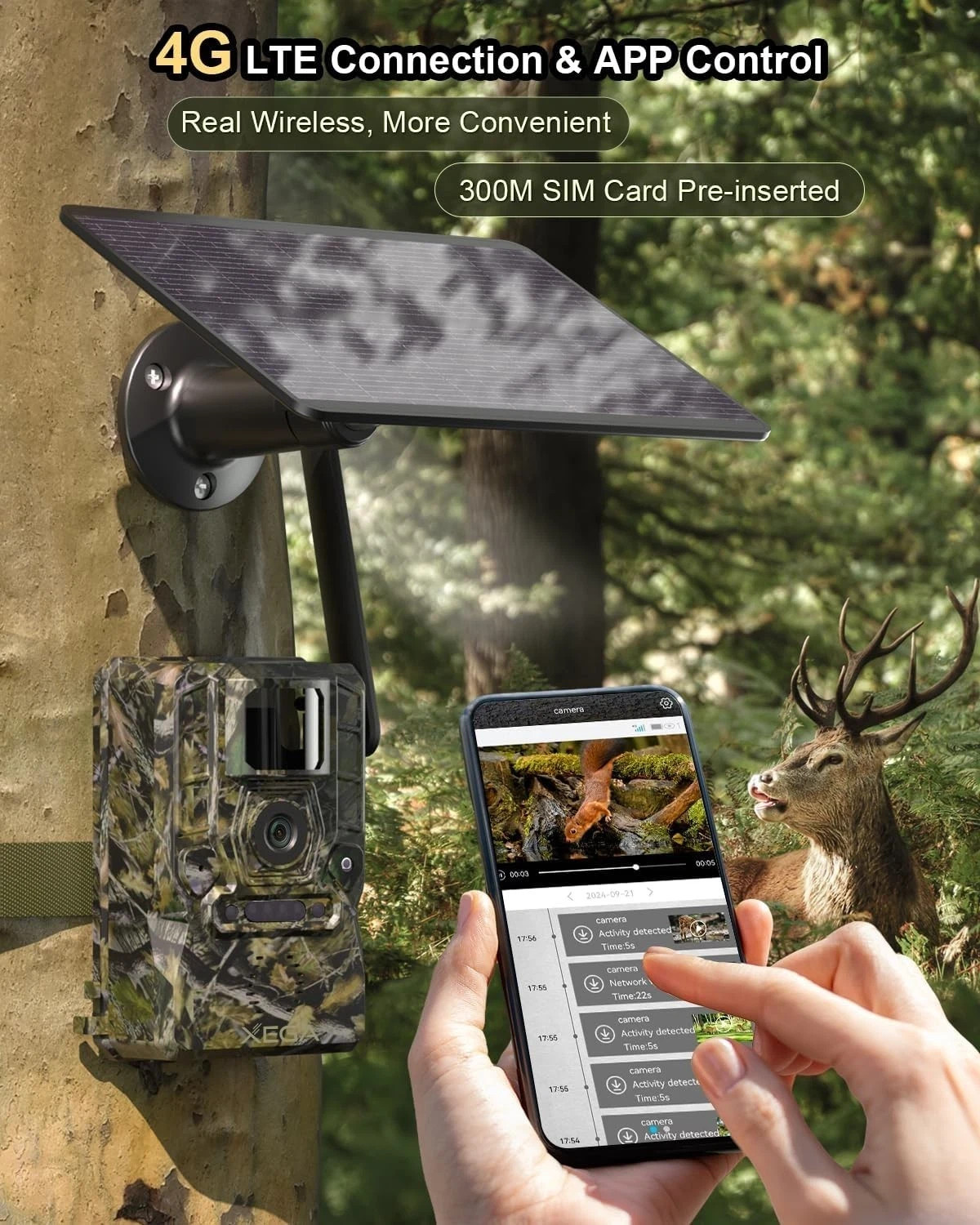 GMOX 4G LTE Cellular Solar Security Camera 360° Live View 2.5K Outdoor Wireless