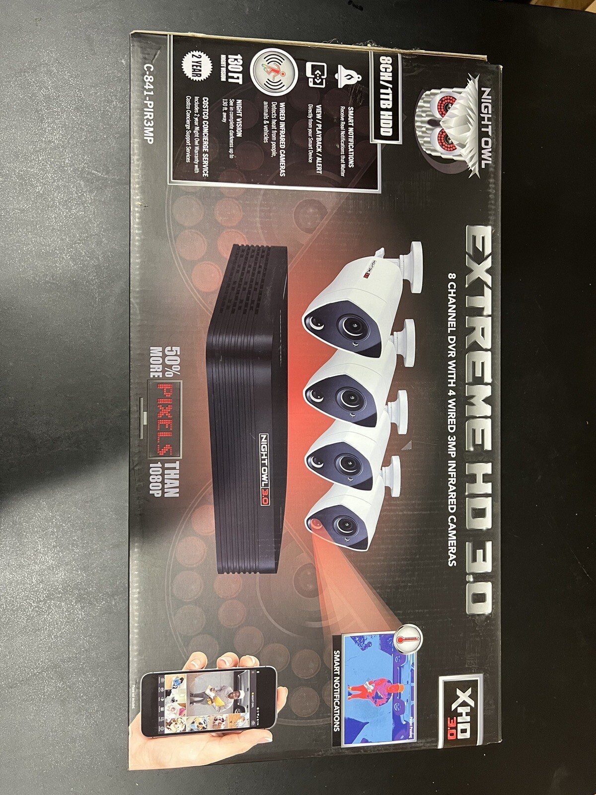 Night Owl C841PIR3MP Indoor/Outdoor 4 3MP Wired Infrared Security Camera System