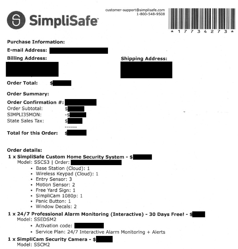 SimpliSafe SSCS3 3rd Gen WBase Station Home Security Alarm w/Window Decals