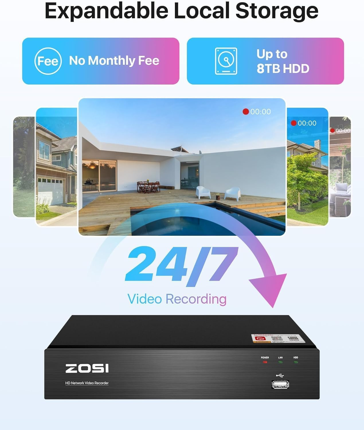 4K Poe Home Security Camera System with 2TB HDD, 8Pcs 5MP Weatherproof Outdoor I
