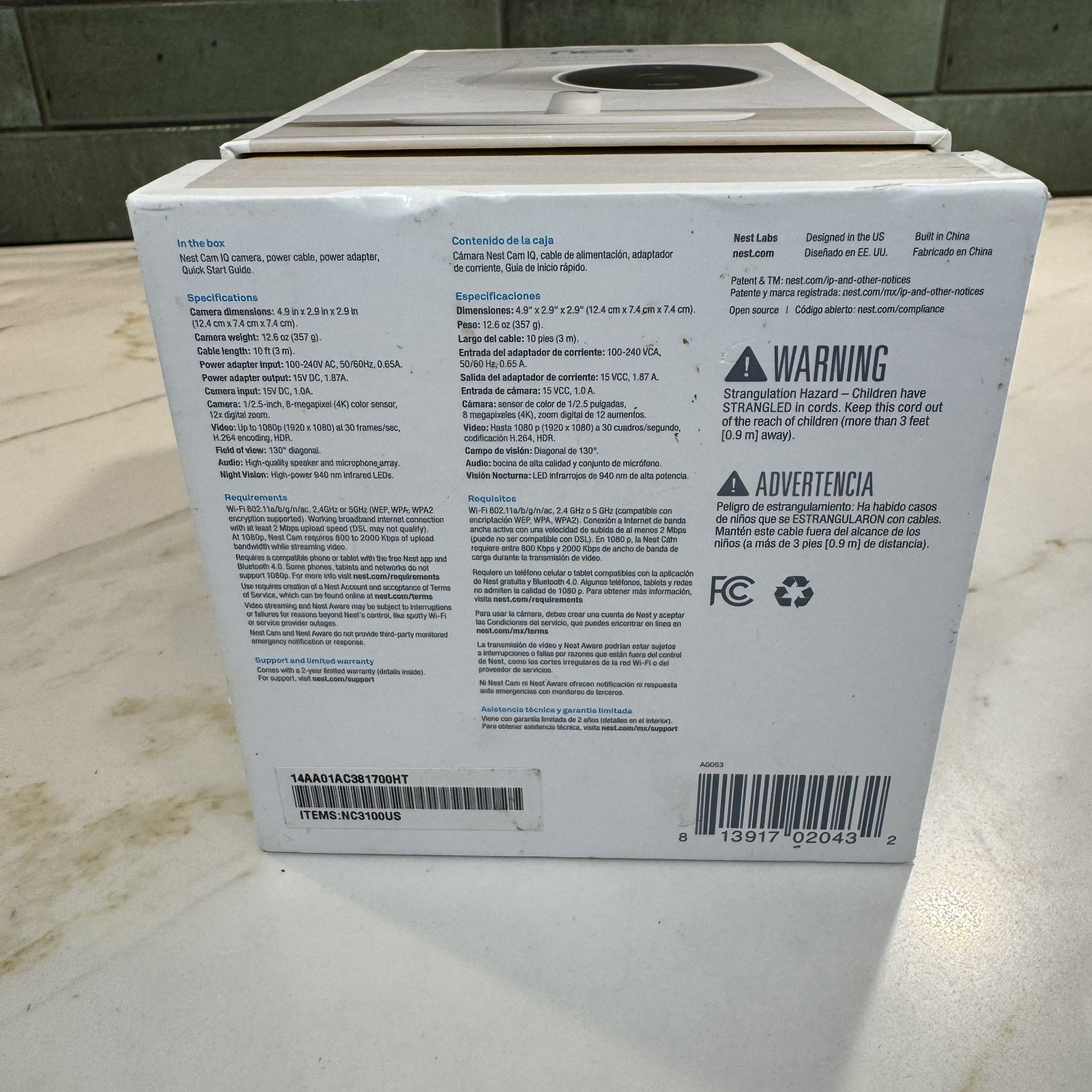 Google Nest Cam IQ Security Camera Excellent & Tested Factory Reset.