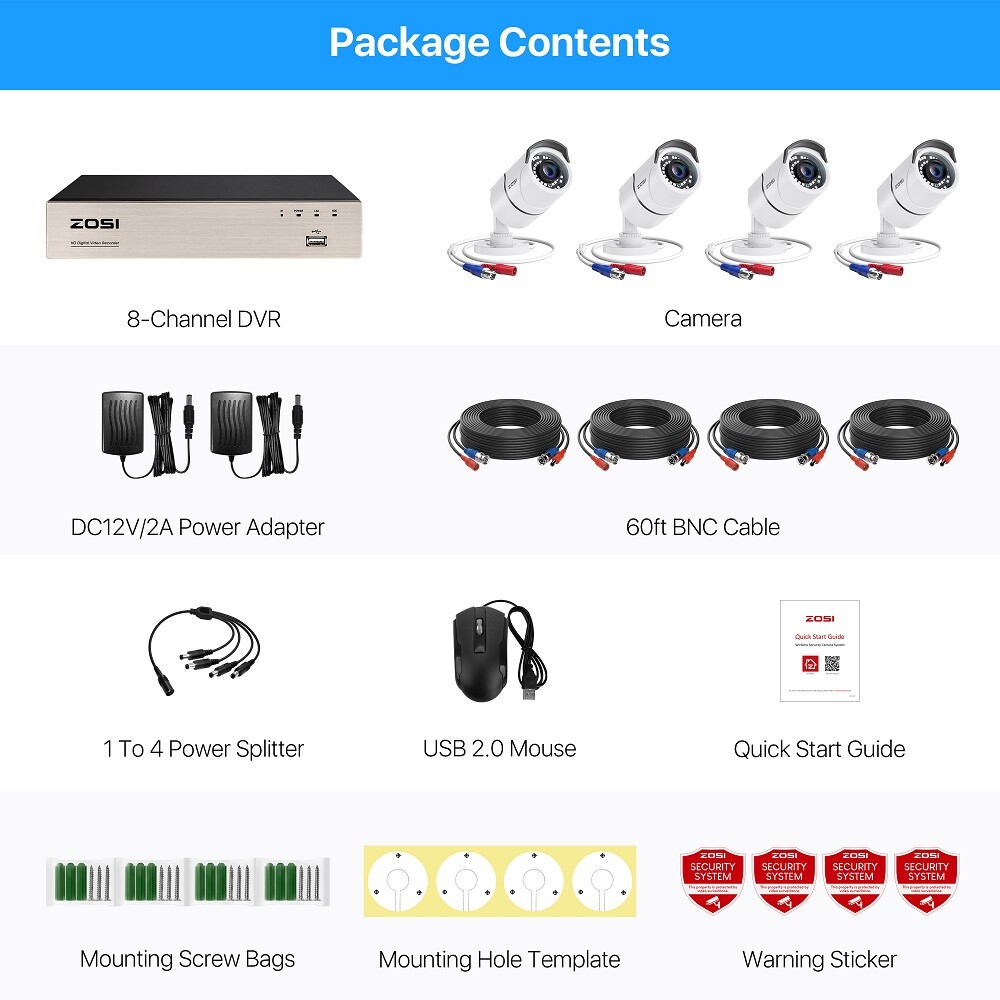 ZOSI 8CH 5MP Lite DVR 1080p Outdoor Home Security Camera System Remote View