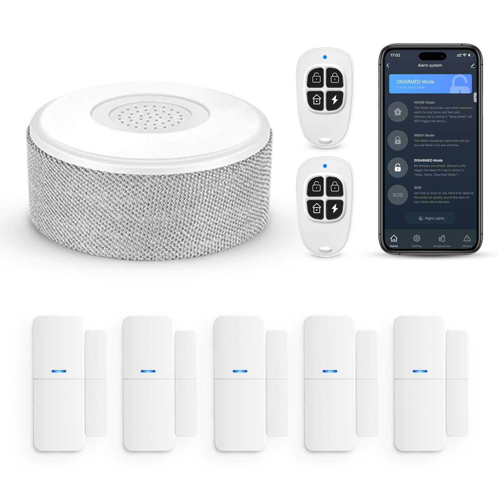 DIY Wireless WiFi Door Alarm System – 8-Piece Kit, 120dB Alerts, Easy Install, N