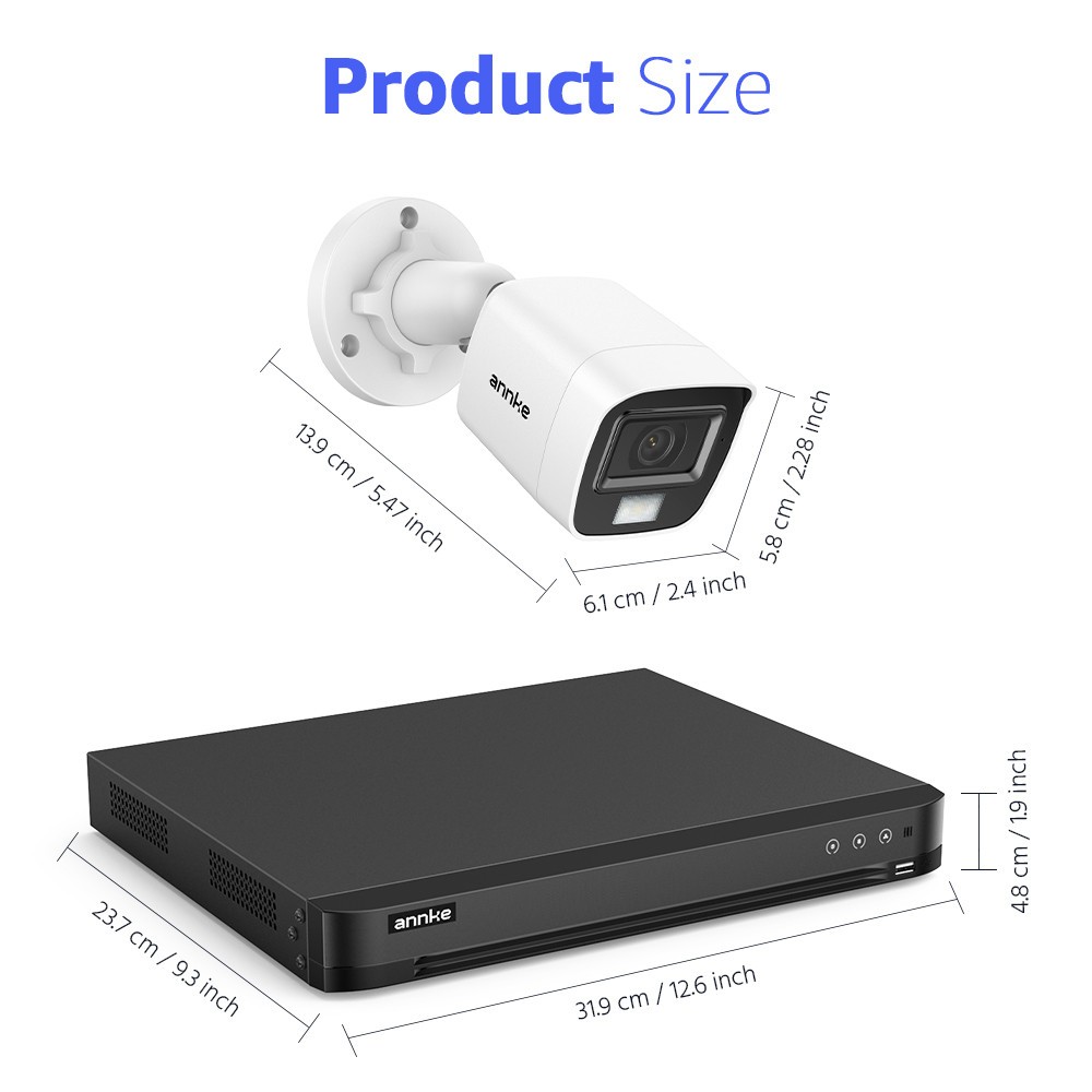 ANNKE 4K Video Security Camera System 16CH DVR H.265+ AI Color Night Vision IP67