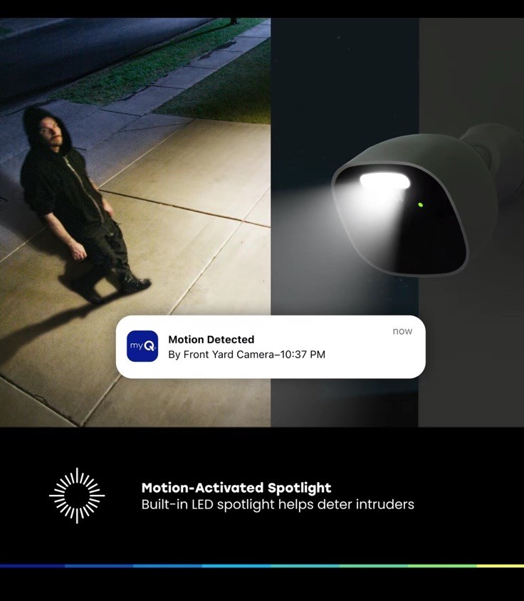 myQ Outdoor Battery Camera 3-Pack 2K Color Night Vision Spotlight Wi-Fi
