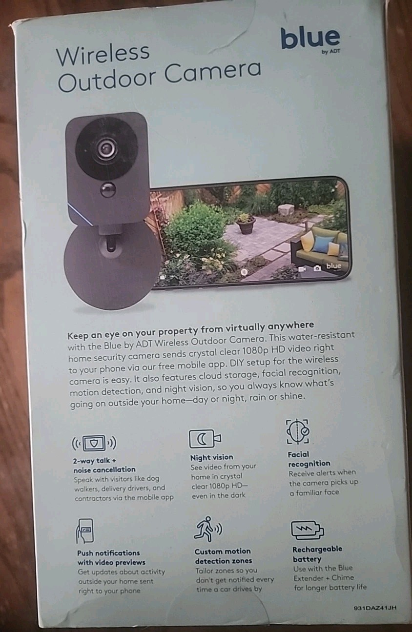 Blue By ADT Outdoor Camera, Model# SCE2R0-29-GR Graphite Open Box