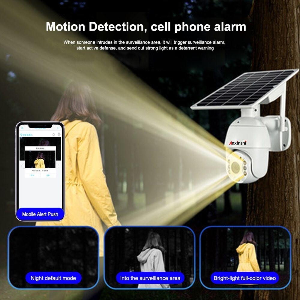 Anxinshi Brand HD 1080P 4G WiFi Solar Panel Battery PTZ CCTV Camera APP UBOX