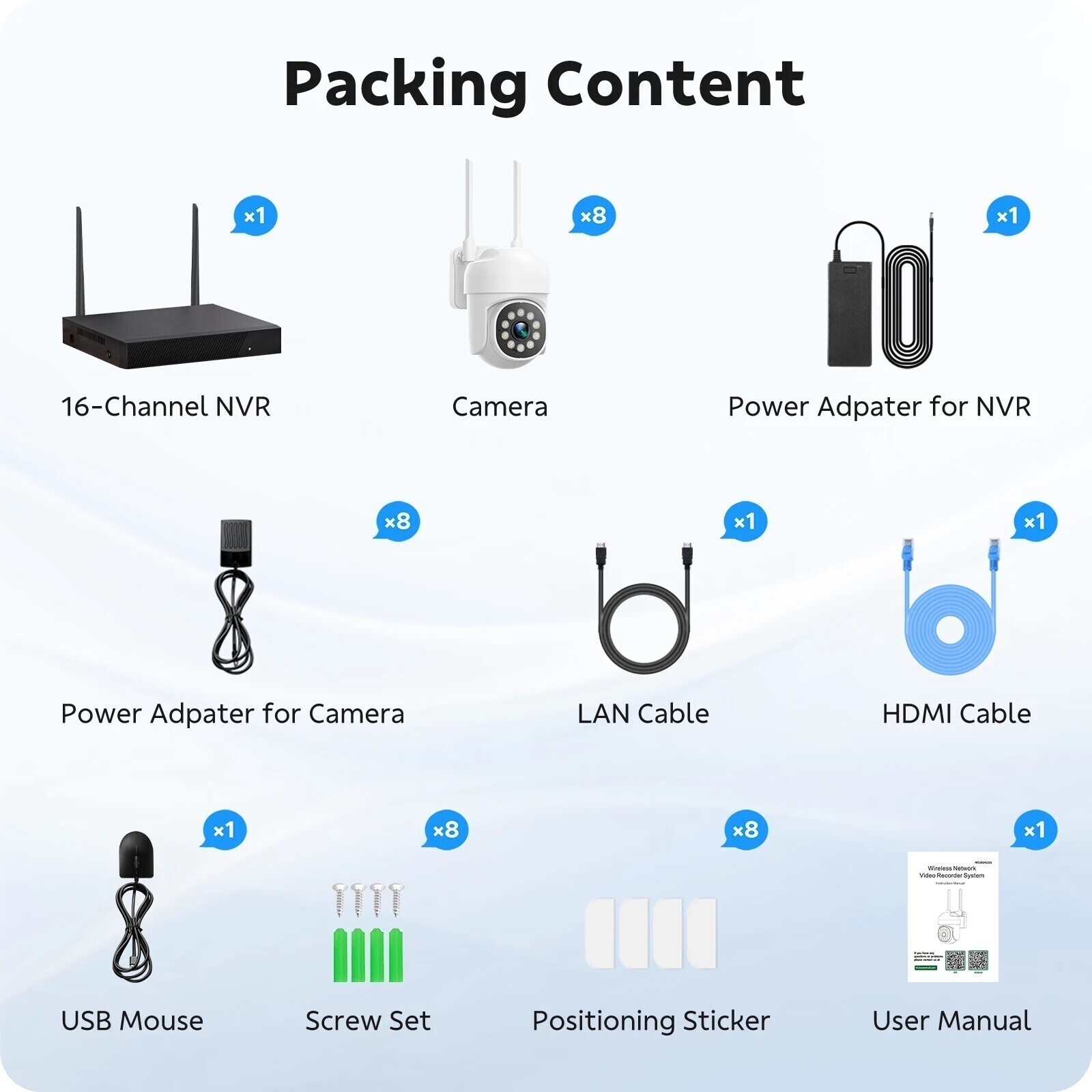 CAMCAMP 16CH NVR Audio Wireless Security WiFi PTZ Camera System CCTV 24/7 Record