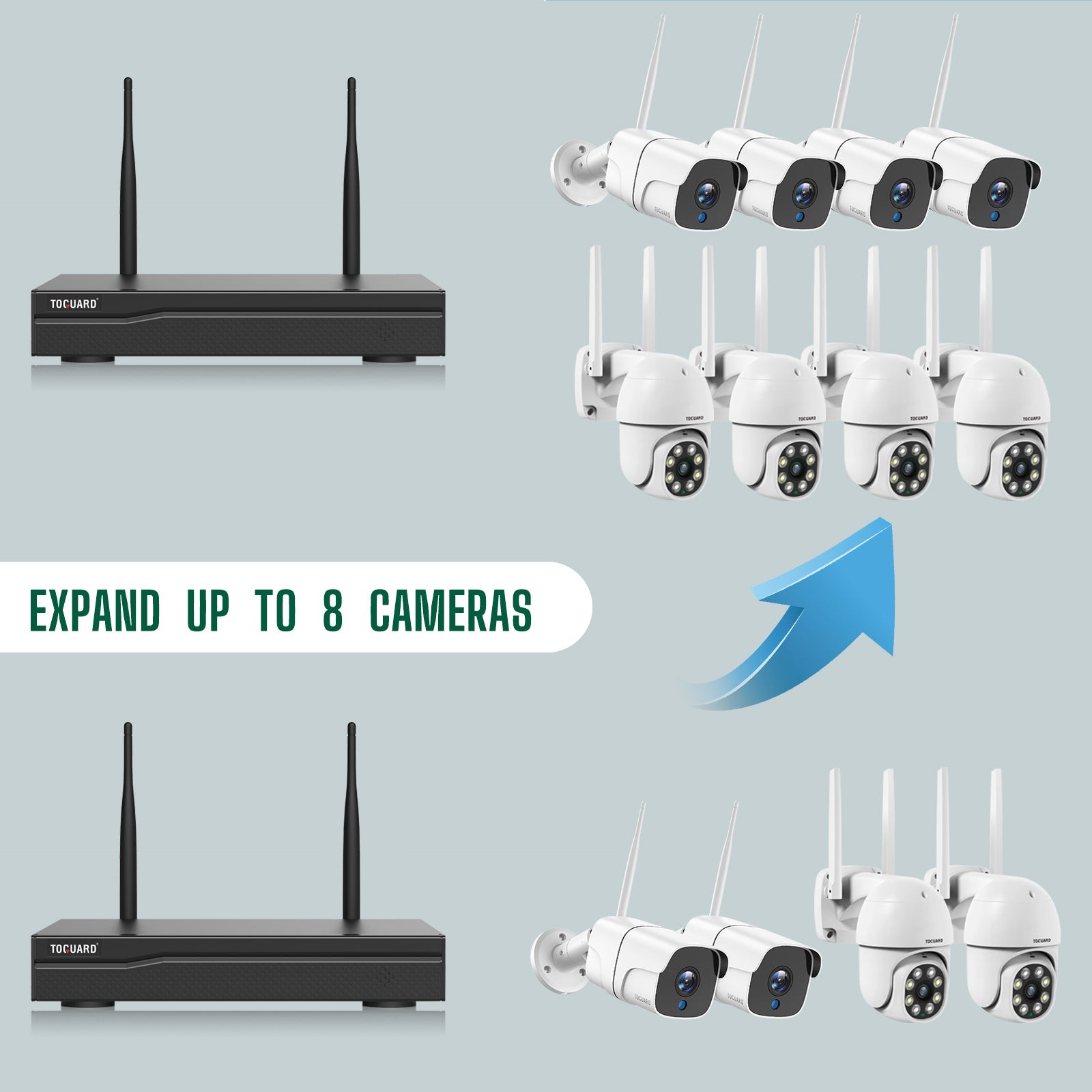 TOGUARD 3MP 8CH NVR Wireless WiFi PTZ Bullet Security Camera CCTV System 1TB HDD