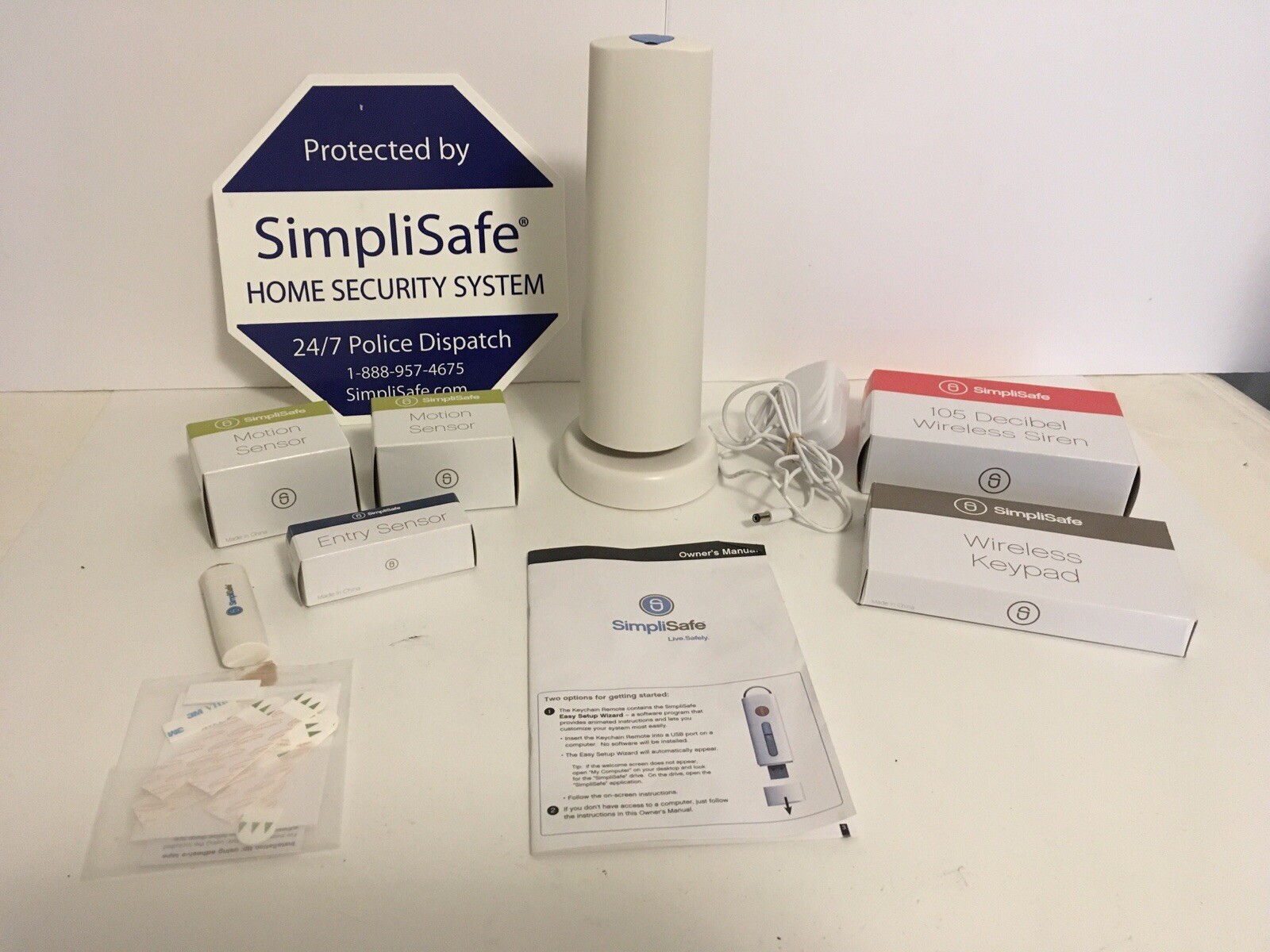 SimpliSafe Security System Lot Of 7 KeyPad,Motion/Entry Sensors,Siren,Remote