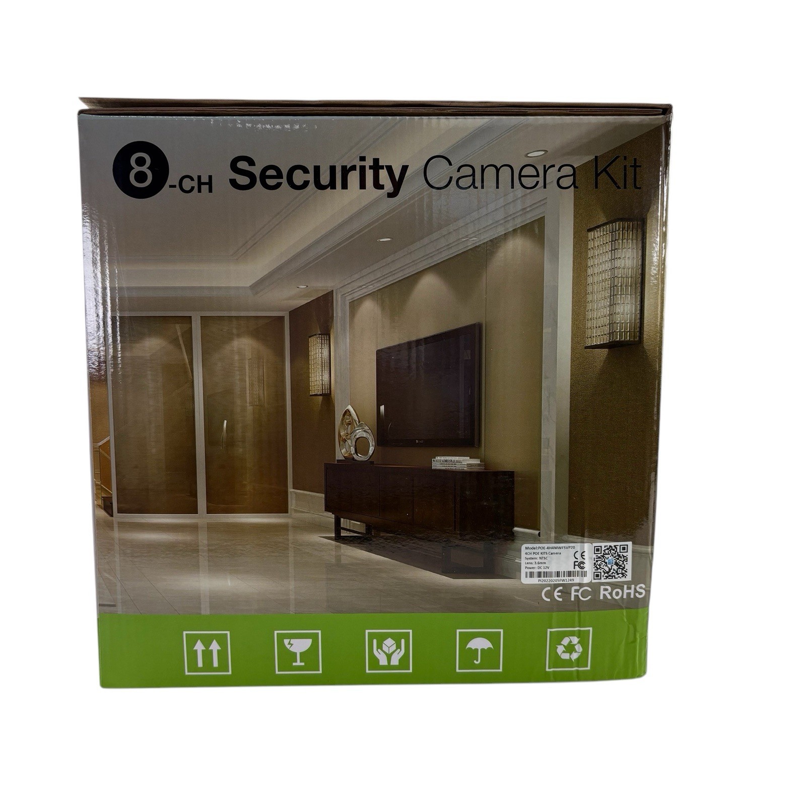 POE 8 CH Security Camera Kit w 4 HD IR Night Vision Cameras Cloud Plug & Play