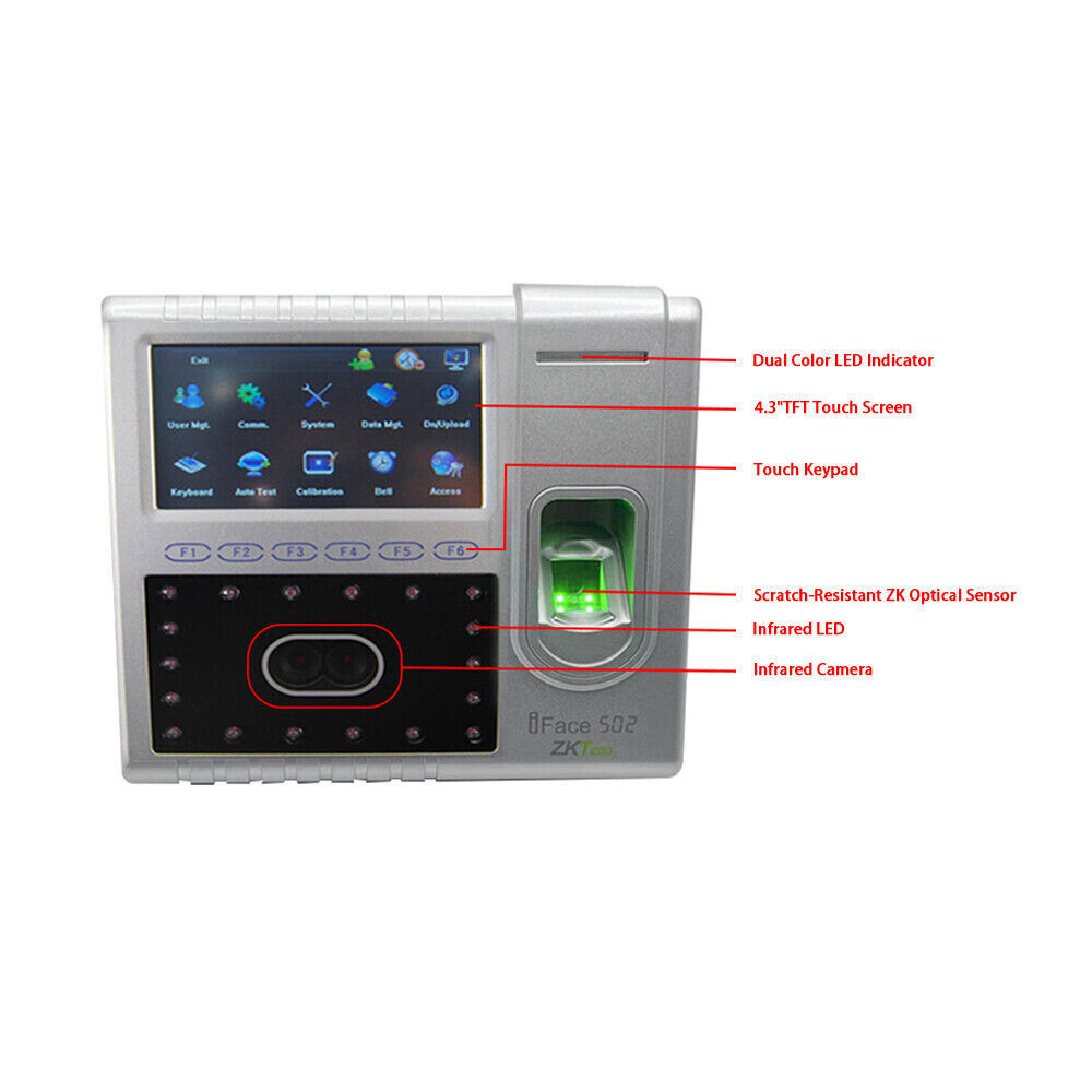 iFacial+ Finger TCP/IP Biometric Fingerprint Time Clock Access Control /iface502