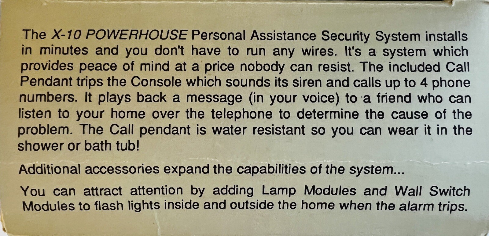 X-10 Powerhouse Personal Assistance Security System PA5800 New Open Box