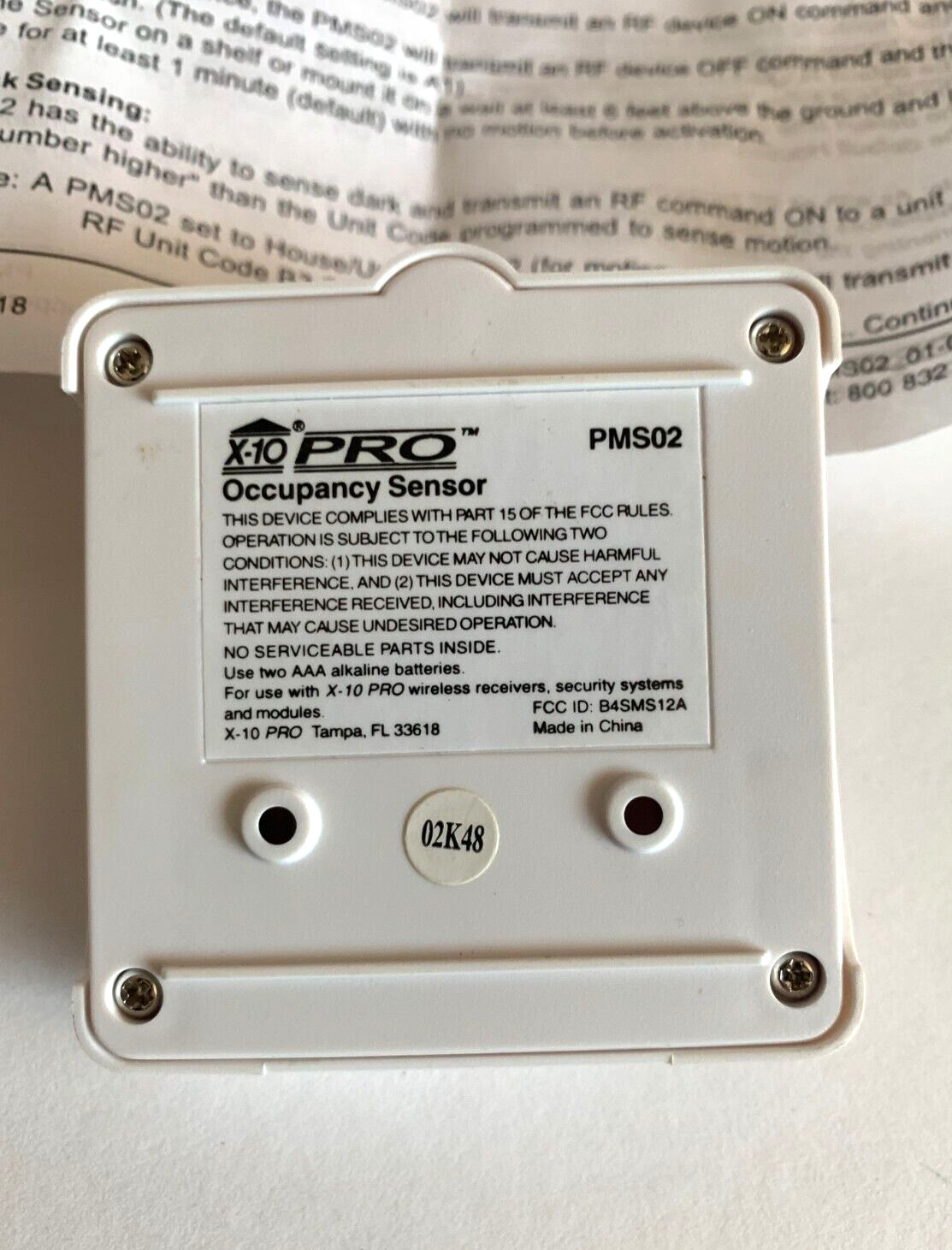 X-10 PRO WIRELESS MOTION DETECTOR MODEL PMS01, White, X10. New open Box.
