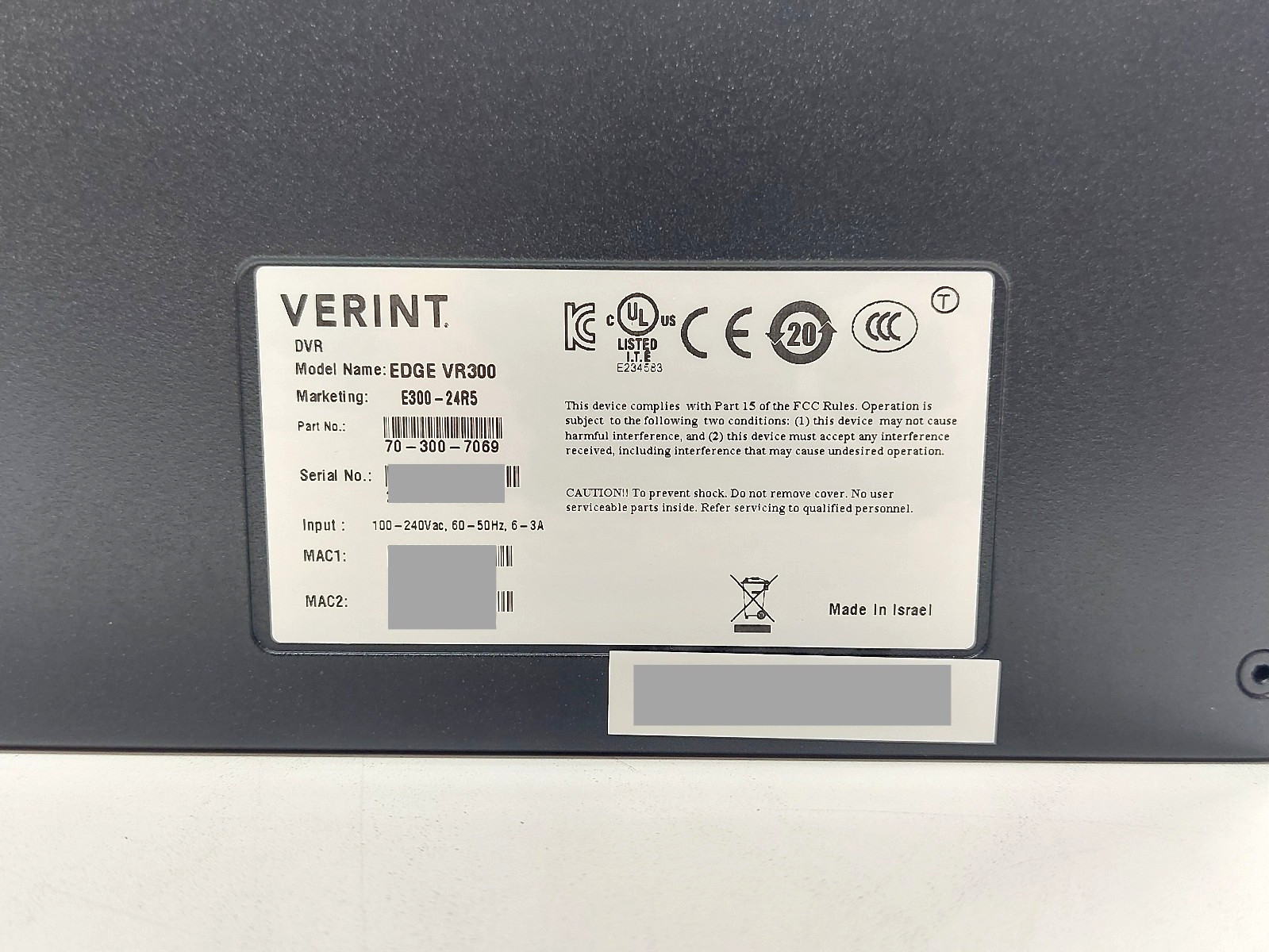 Verint E300-24R5 EdgeVR 300 w/ 4x 8TB HDD Support up to 64-IP Video Camera 16 Ch