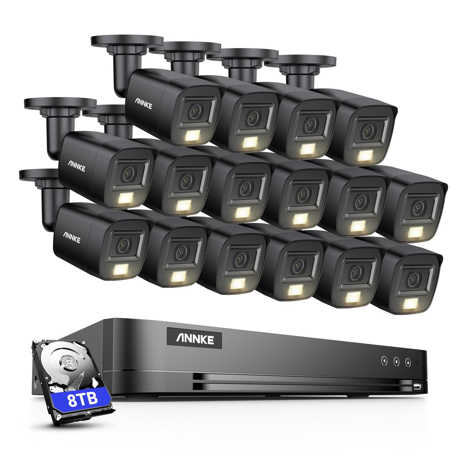 ANNKE 16CH 4K DVR 5MP AI Color Night CCTV Security Camera System Audio Recording