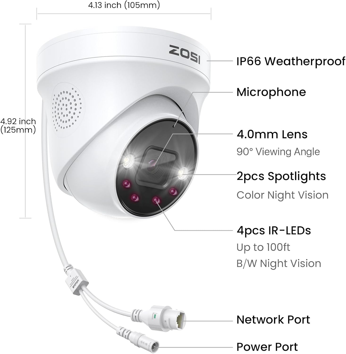 ZOSI 5MP WiFi 6 Outdoor Dome Camera System Night Vision Monitor 360° View 2TB