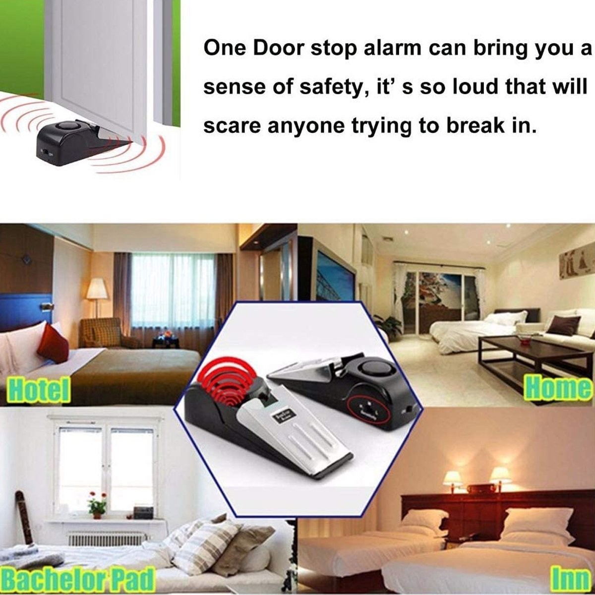 3PCS 120db Door Stop Alarm Floor Wedge Door Stop Siren for Home Travel Apartment