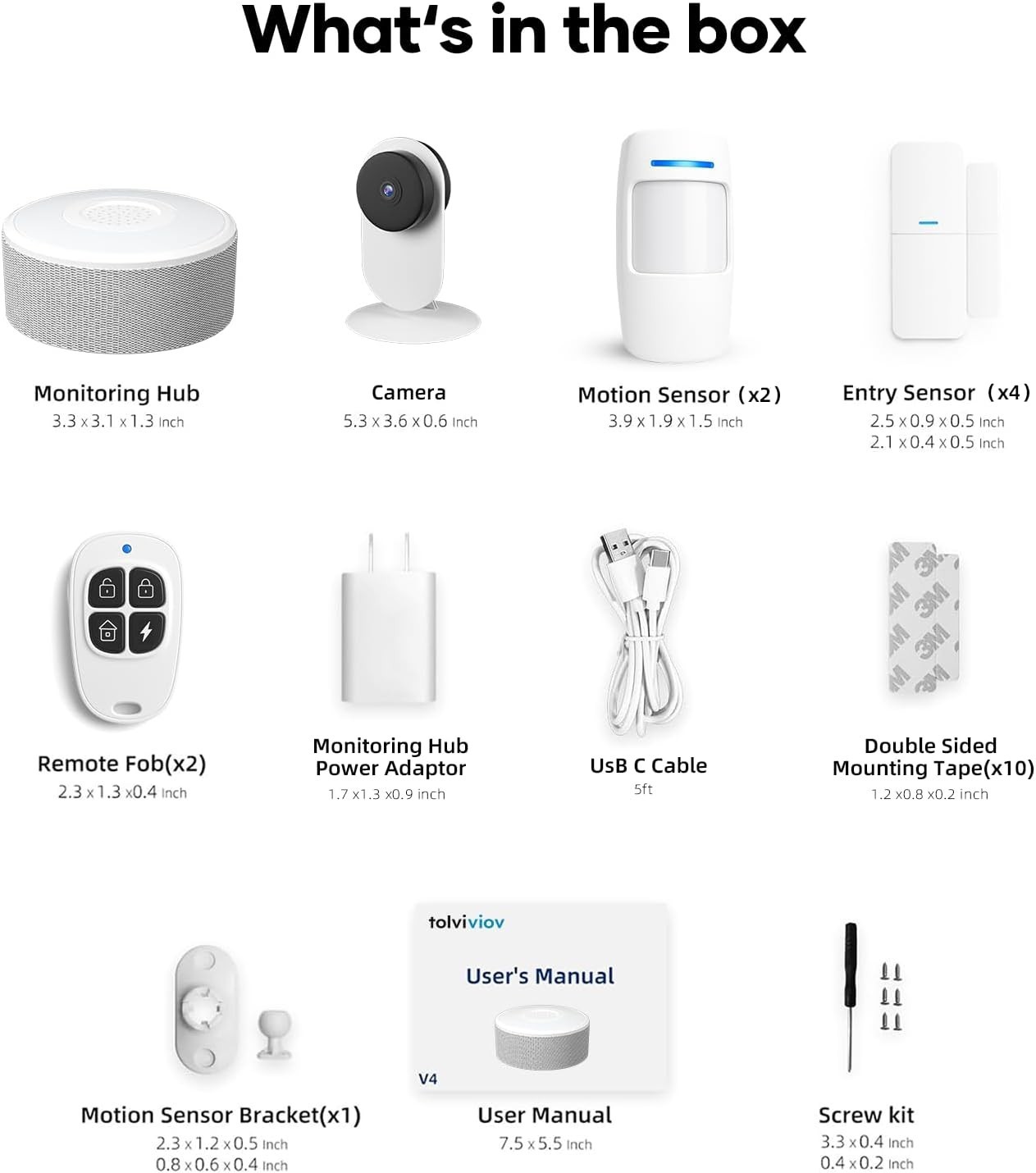 Home Security Alarm System Kit, DIY App Alerts, 15Pc