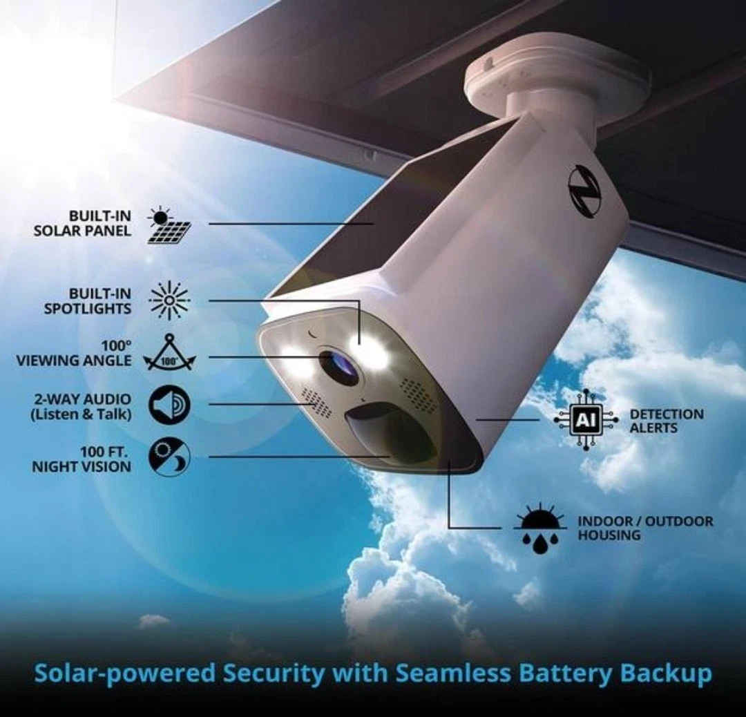 Night Owl8-Channel 2K 64GB Hub Recorder Security System with 3-Battery Solar