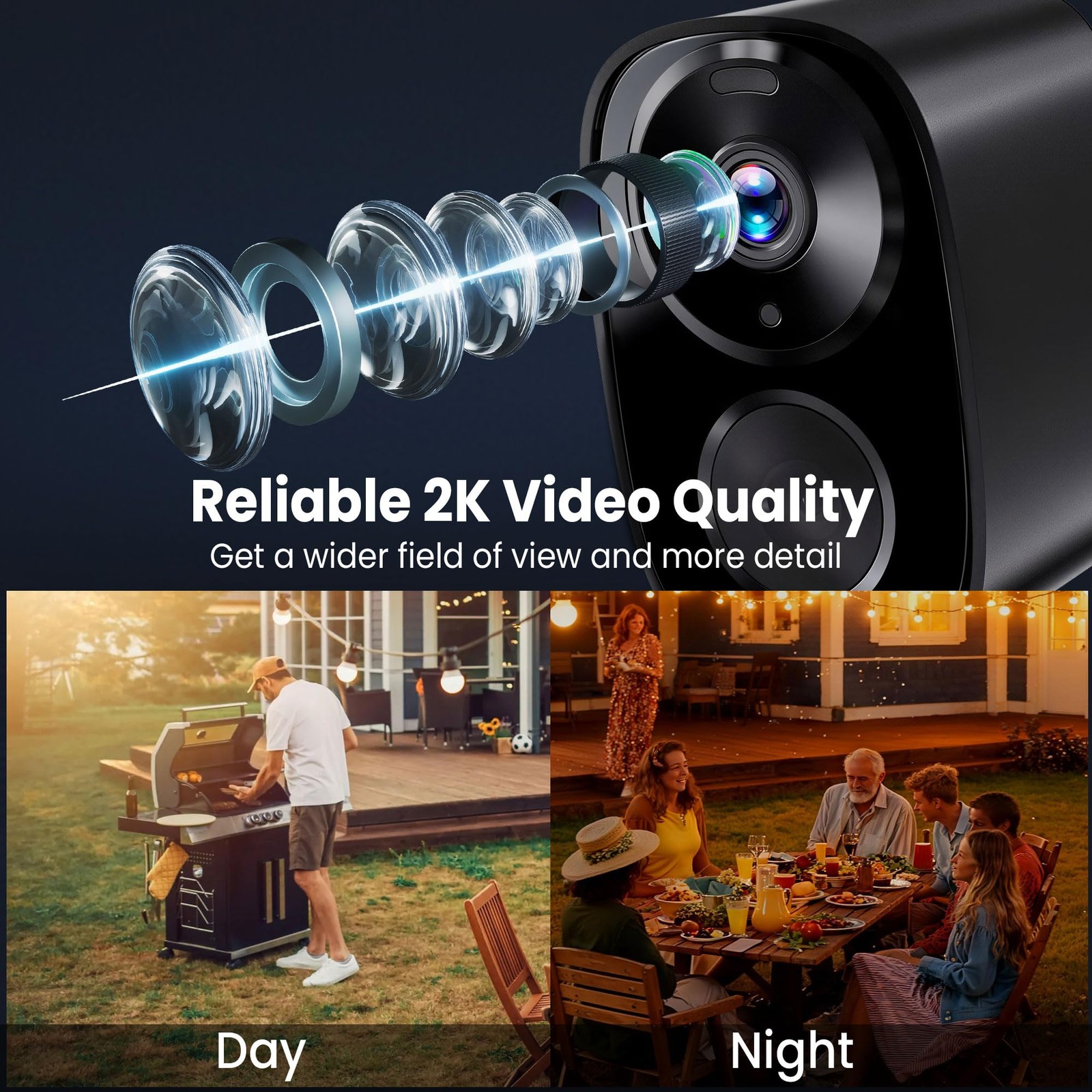 2026 Enhanced 2K UHD Security Cameras Wireless Outdoor – Medium, Black-Camera