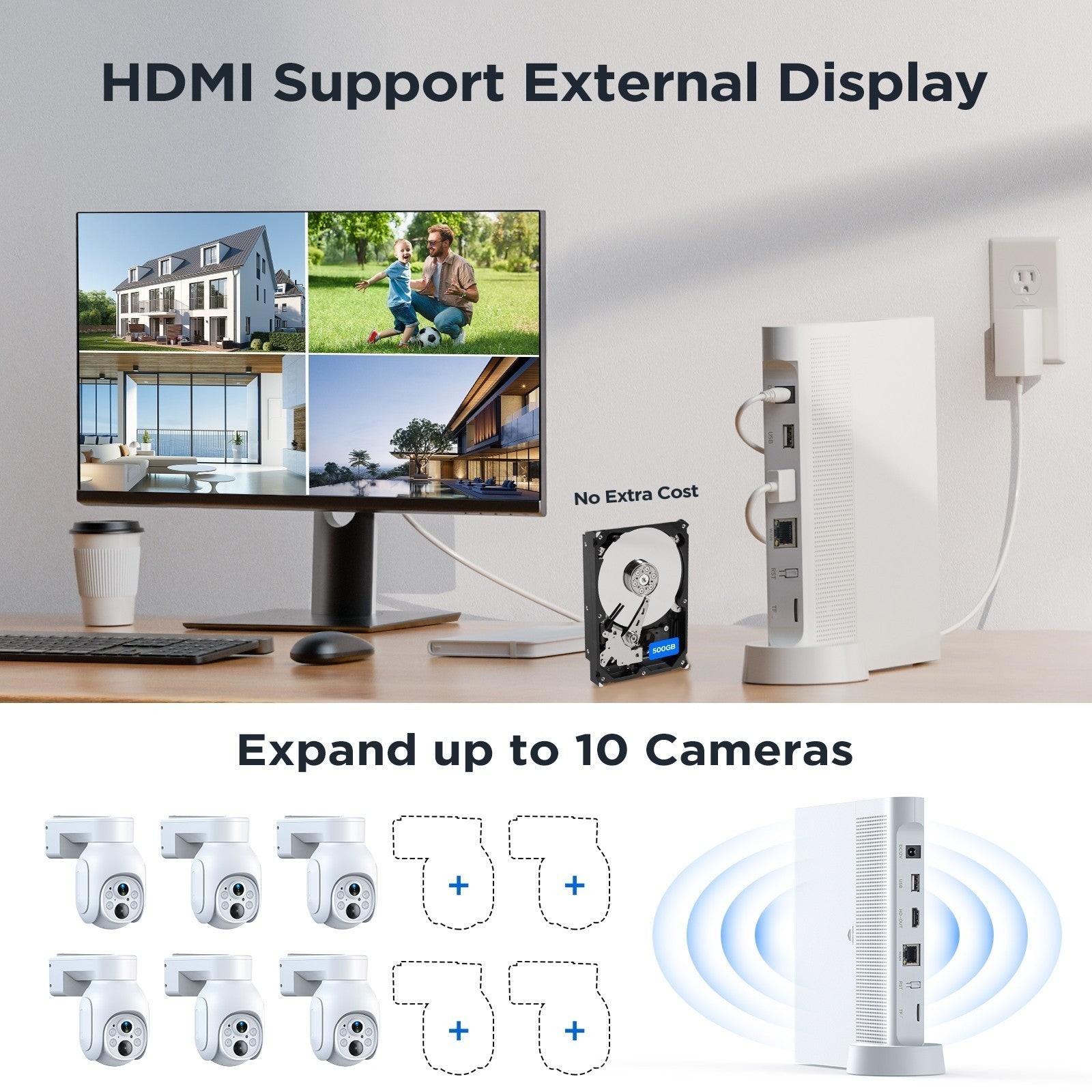 4MP Solar Battery Powered Security Camera System with 10CH WiFi NVR 2-Way Talk