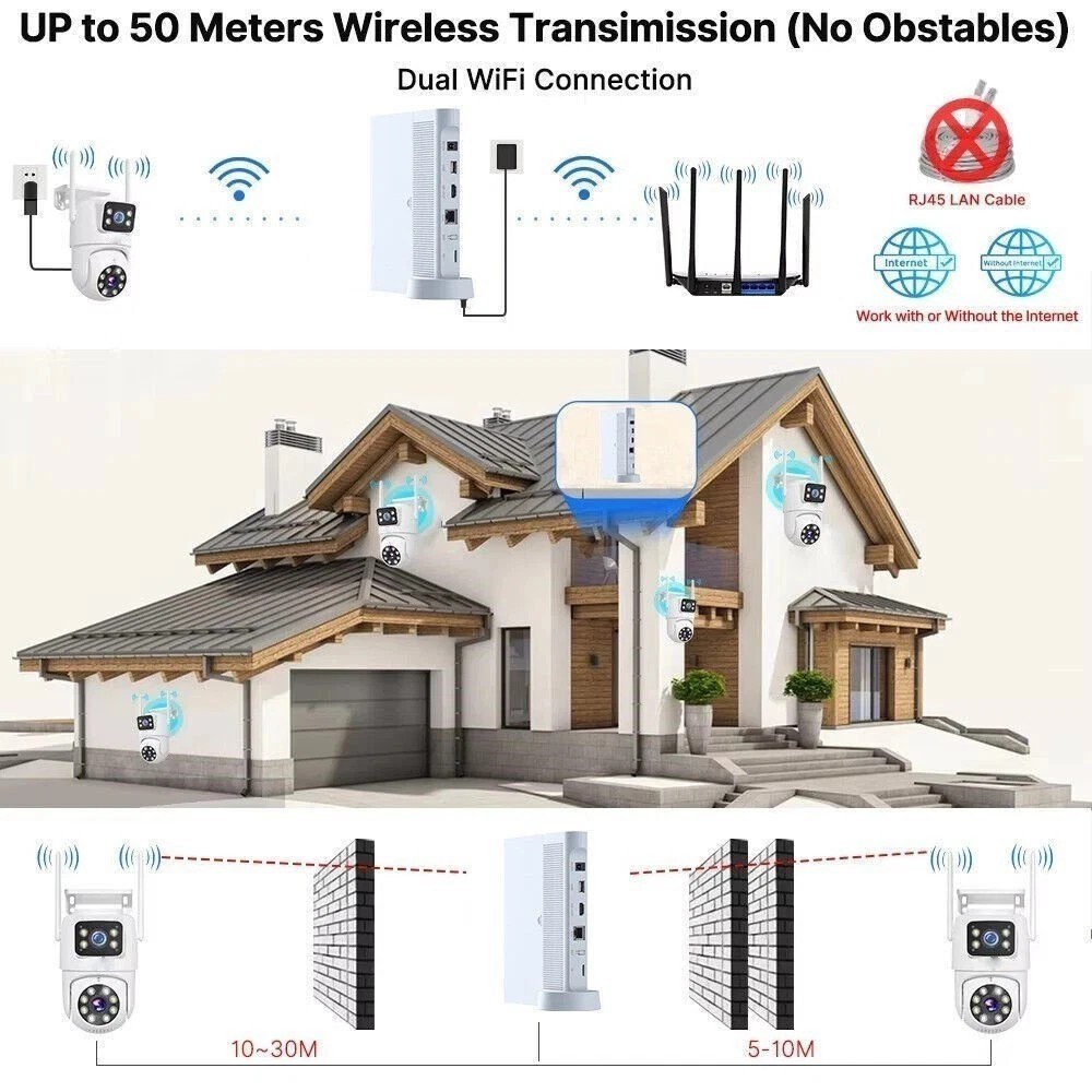 Wireless WIFI Outdoor 4MP IP Security Camera System 10CH HDD NVR CCTV Home Audio