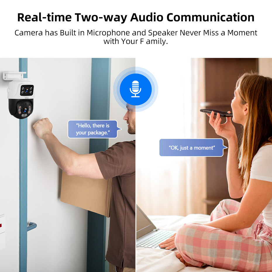 Smart POE 6MP Dual Lens IP Camera 2-Way Audio Motion Tracking Security Cam