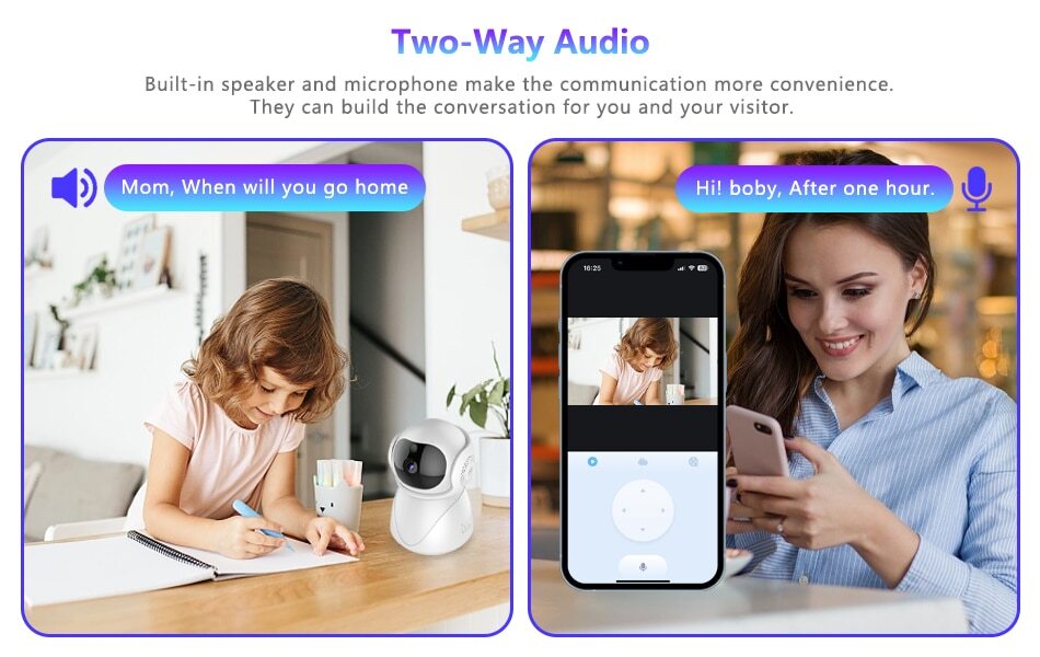 Camara De Seguridad Wifi Inalambrica HD Para Casa Interior Con Audio y Microfono