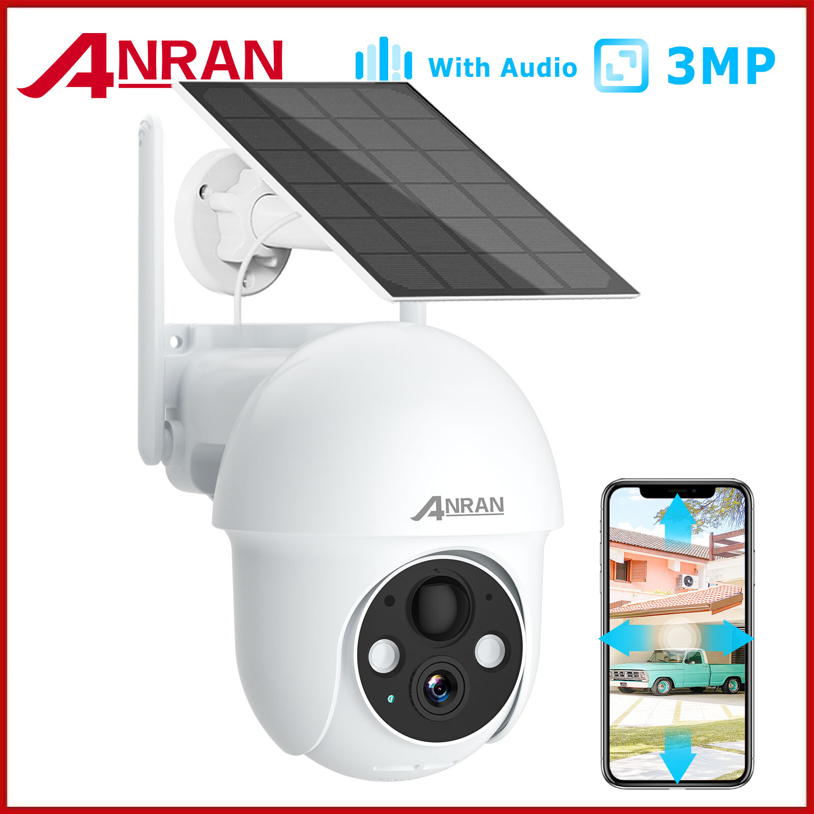 ANRAN 360° Wireless WIFI Security Camera Outdoor Solar/Battery PTR 2-Way CCTV HD