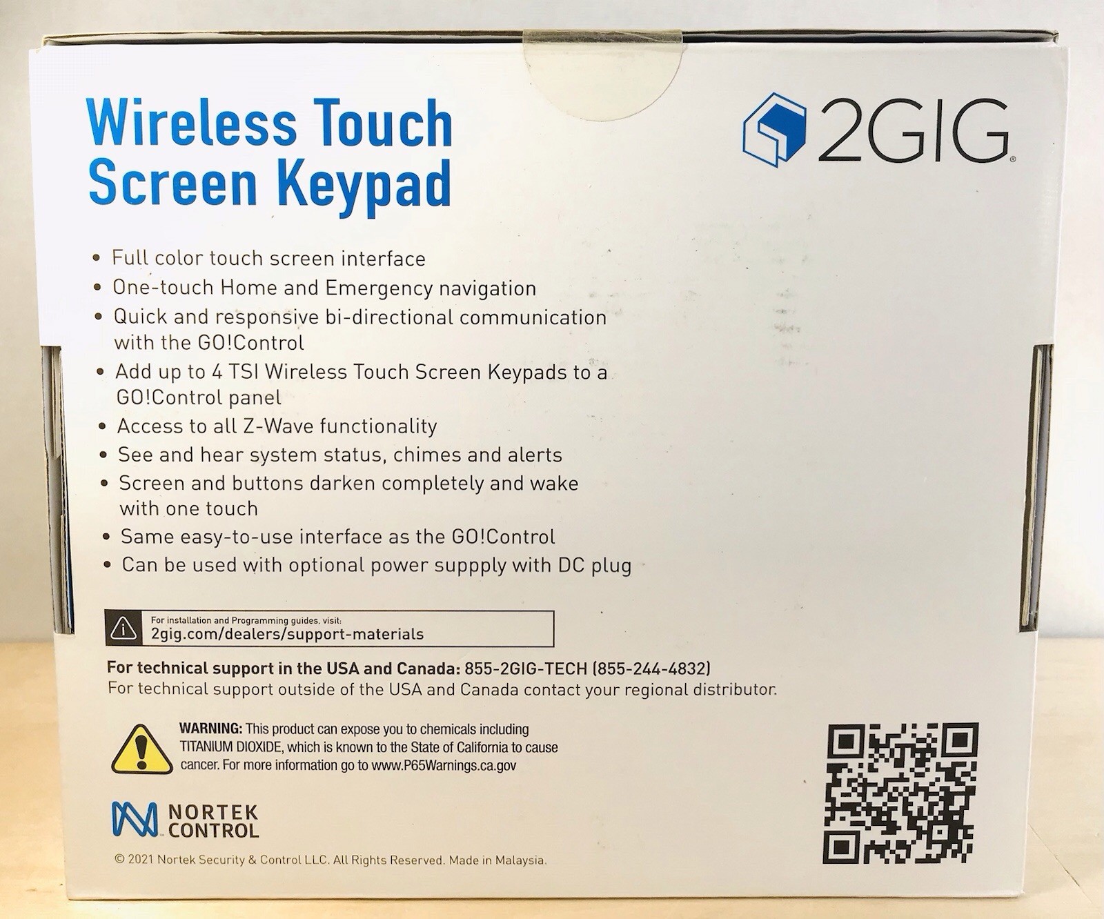 2GIG Touch Screen Security Wireless Keypad Alarm System TS1-E **New, Sealed**