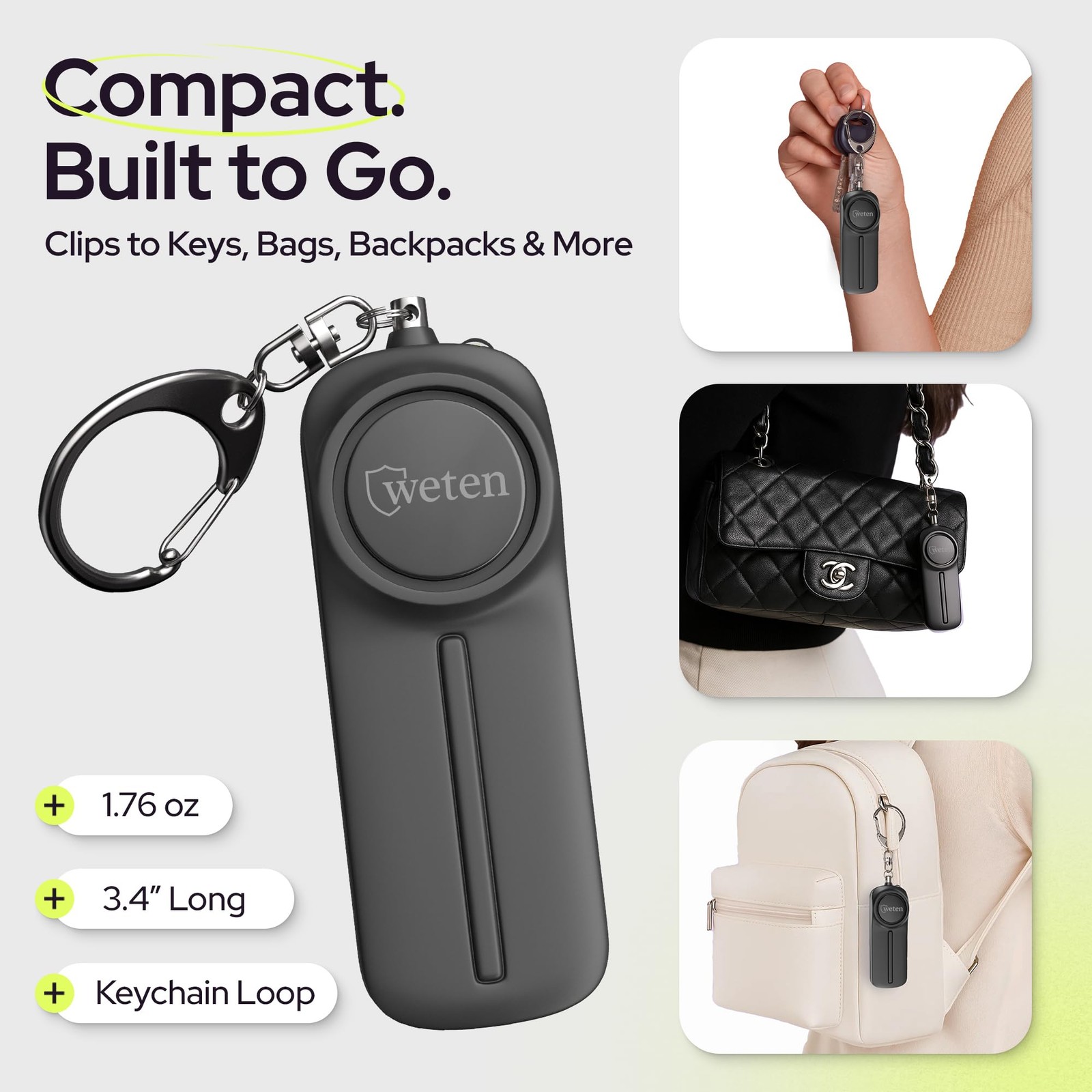 Personal Safety Alarm Keychain for Women – 3 Pack 130dB Siren, LED Light, Pan…