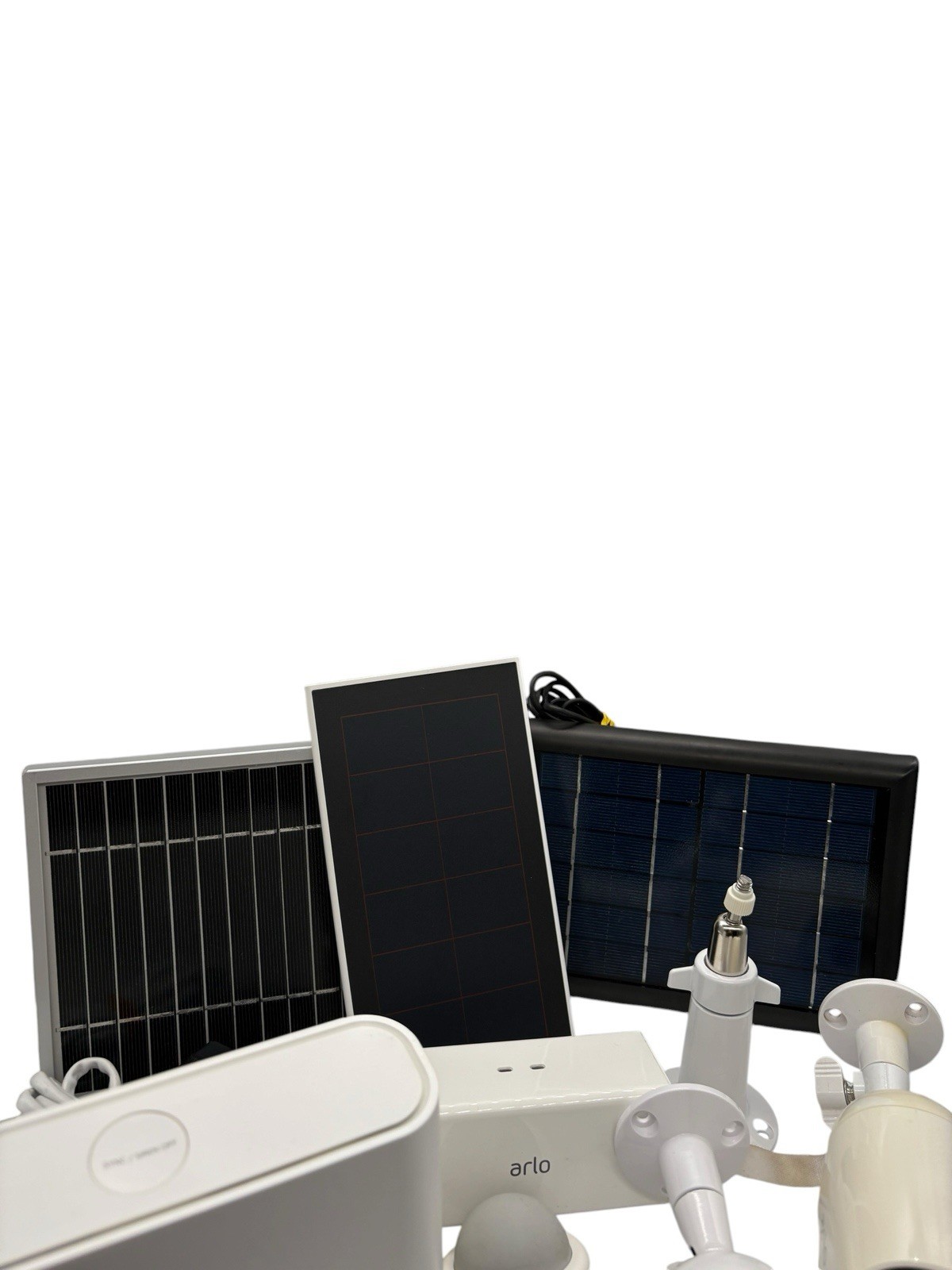 Arlo Pro Camera System Lot W/ Base Station, Solar Panels, And Extras